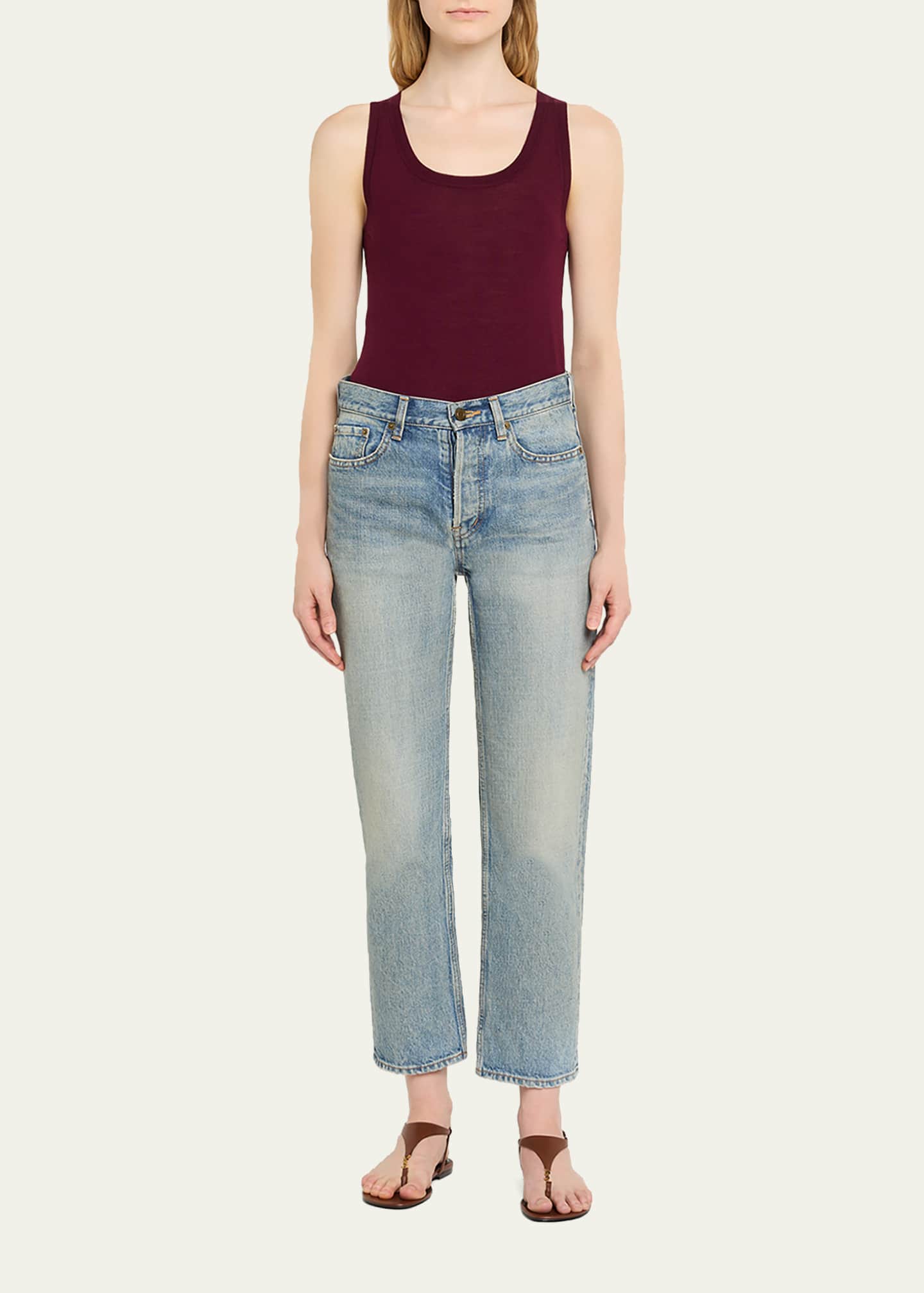 Saint Laurent Cassandra YSL Smooth Leather Sandals - Bergdorf Goodman