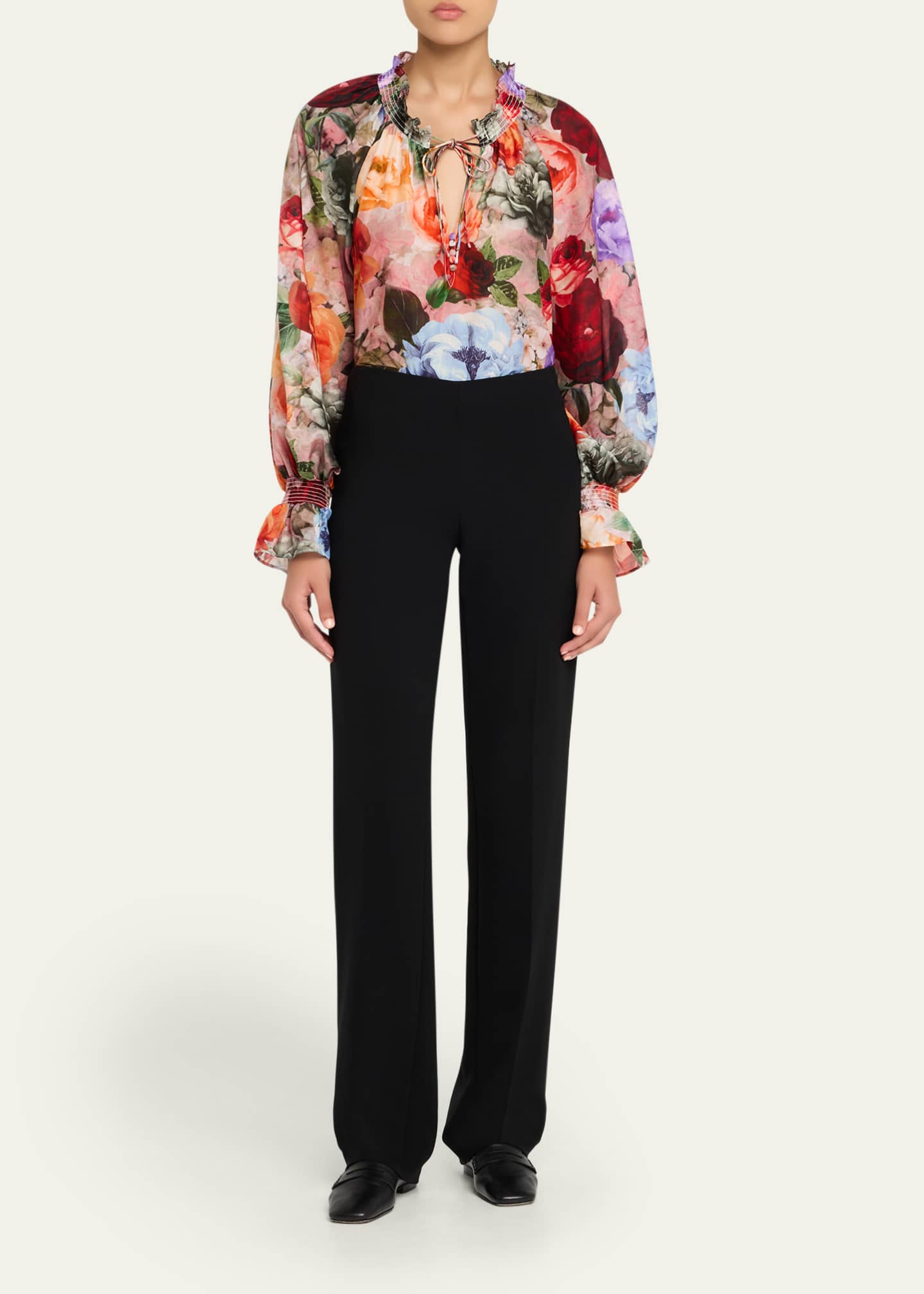 Alice + Olivia Norah Tie-Neck Peasant Blouse - Bergdorf Goodman