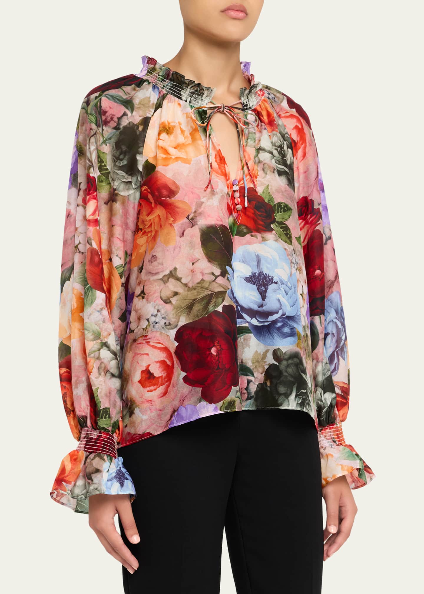 Norah Tie-Neck Peasant Blouse - Thumbnail 4