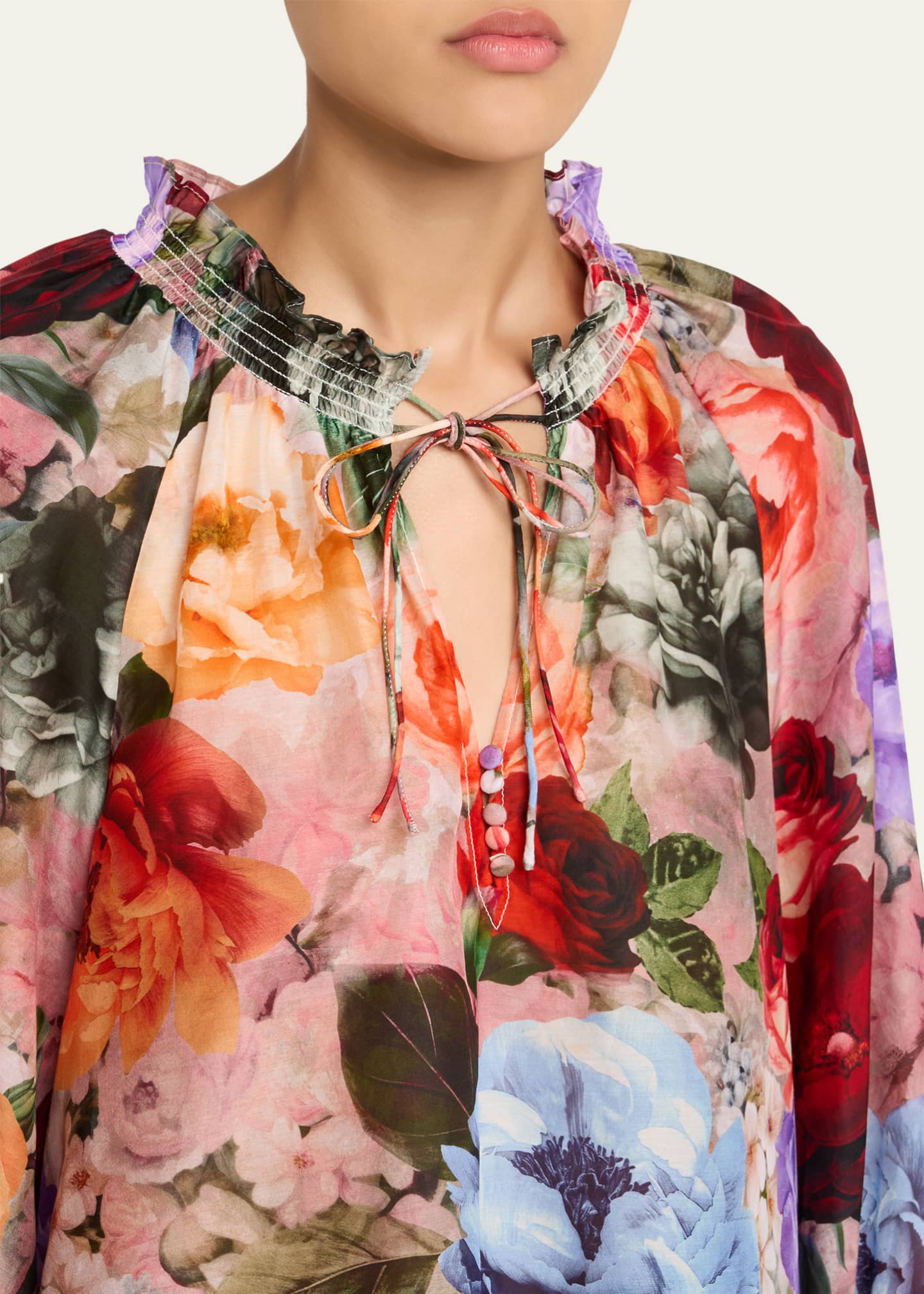 Norah Tie-Neck Peasant Blouse - Thumbnail 5