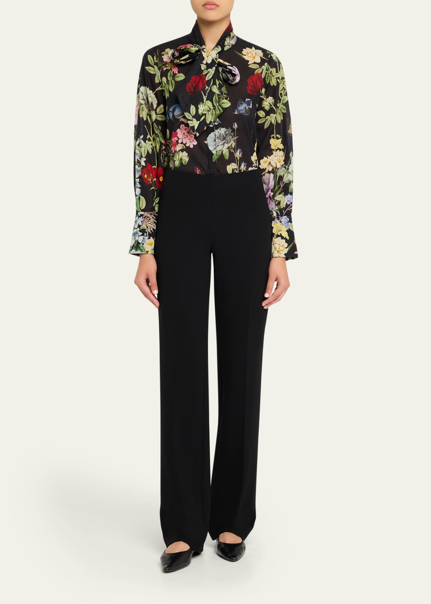 Lloyd Floral Slit-Sleeve Blouse - Thumbnail 2