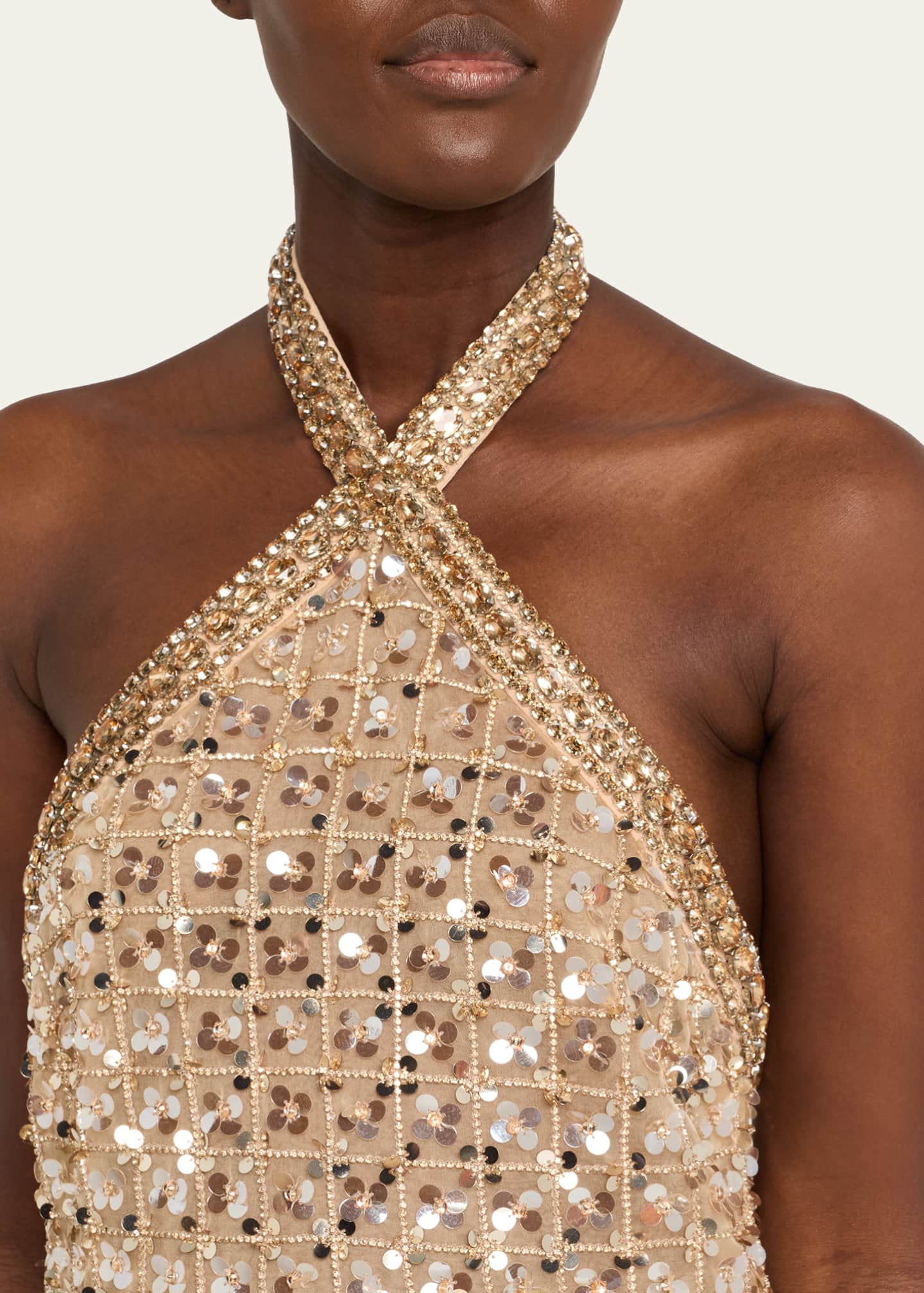 Janneth Embroidered Halter Dress