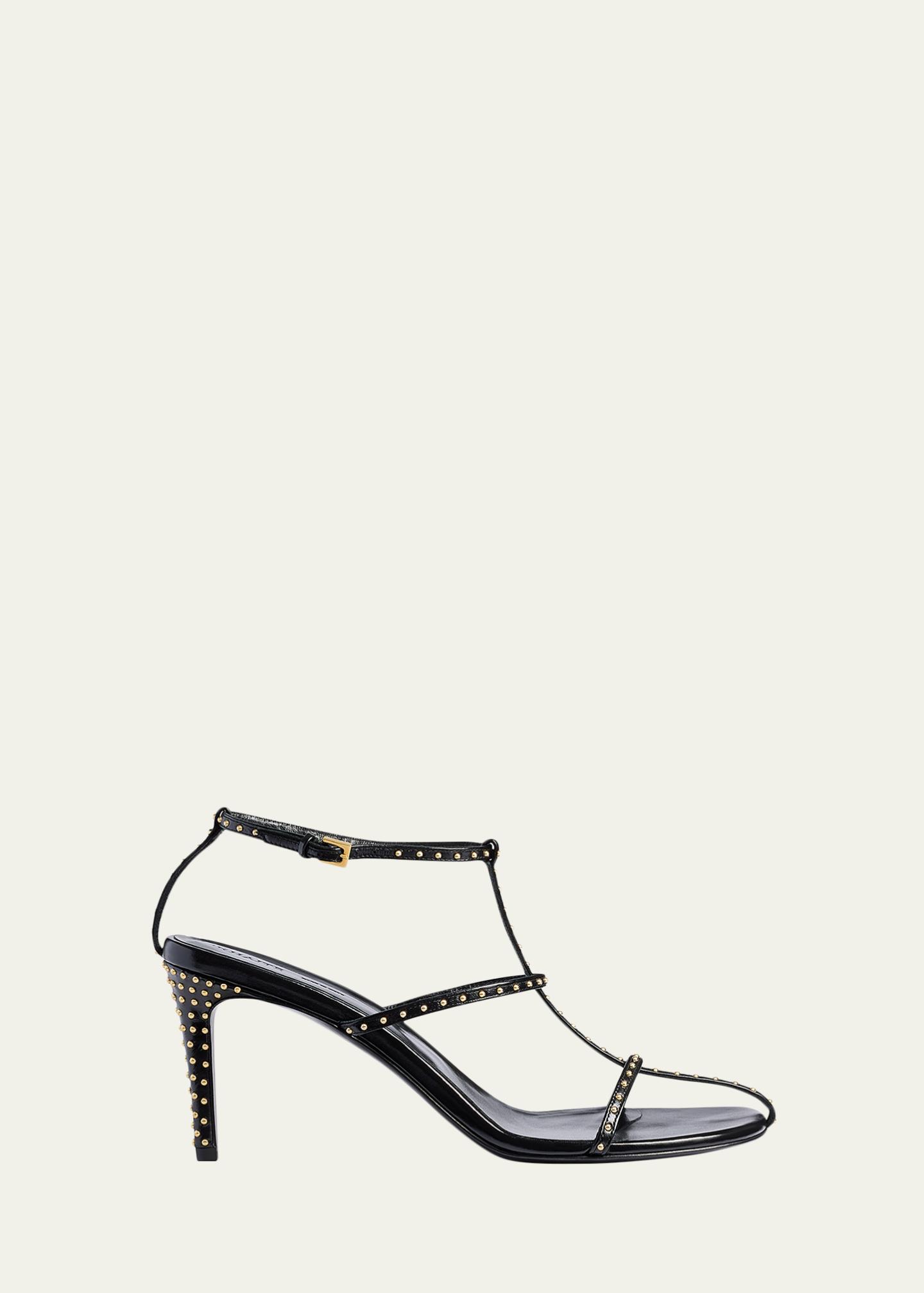 Khaite 75mm Studded Caged Leather Sandals - Bergdorf Goodman