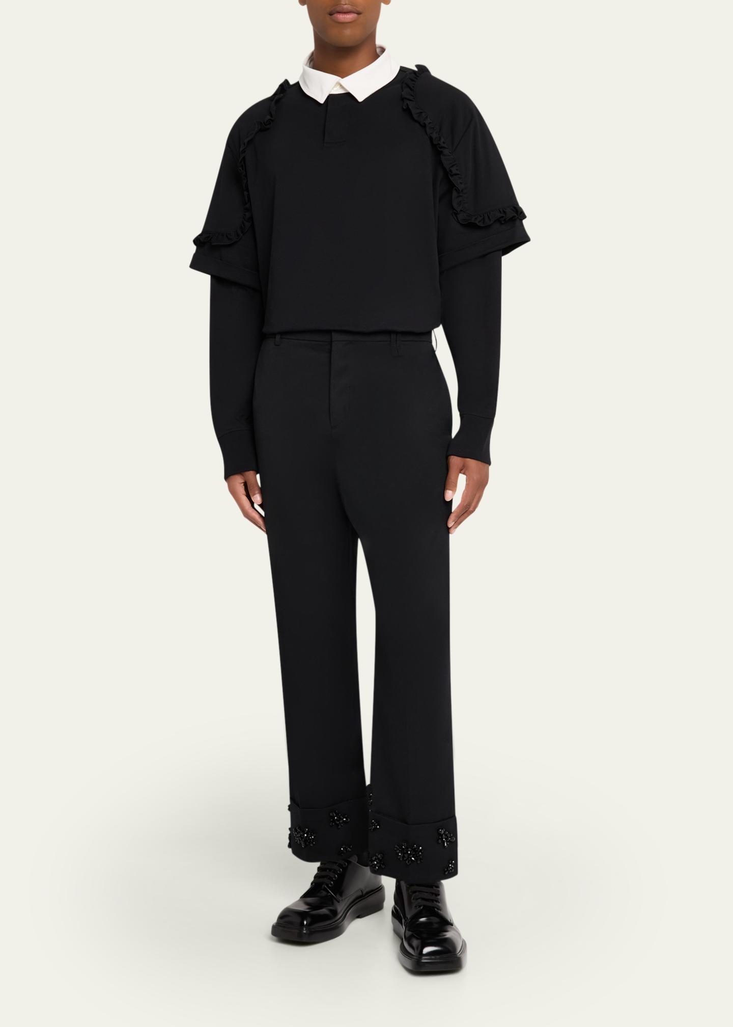 Simone Rocha Men's Heavy Jersey Double-Layer Embroidered Rugby Shirt ...