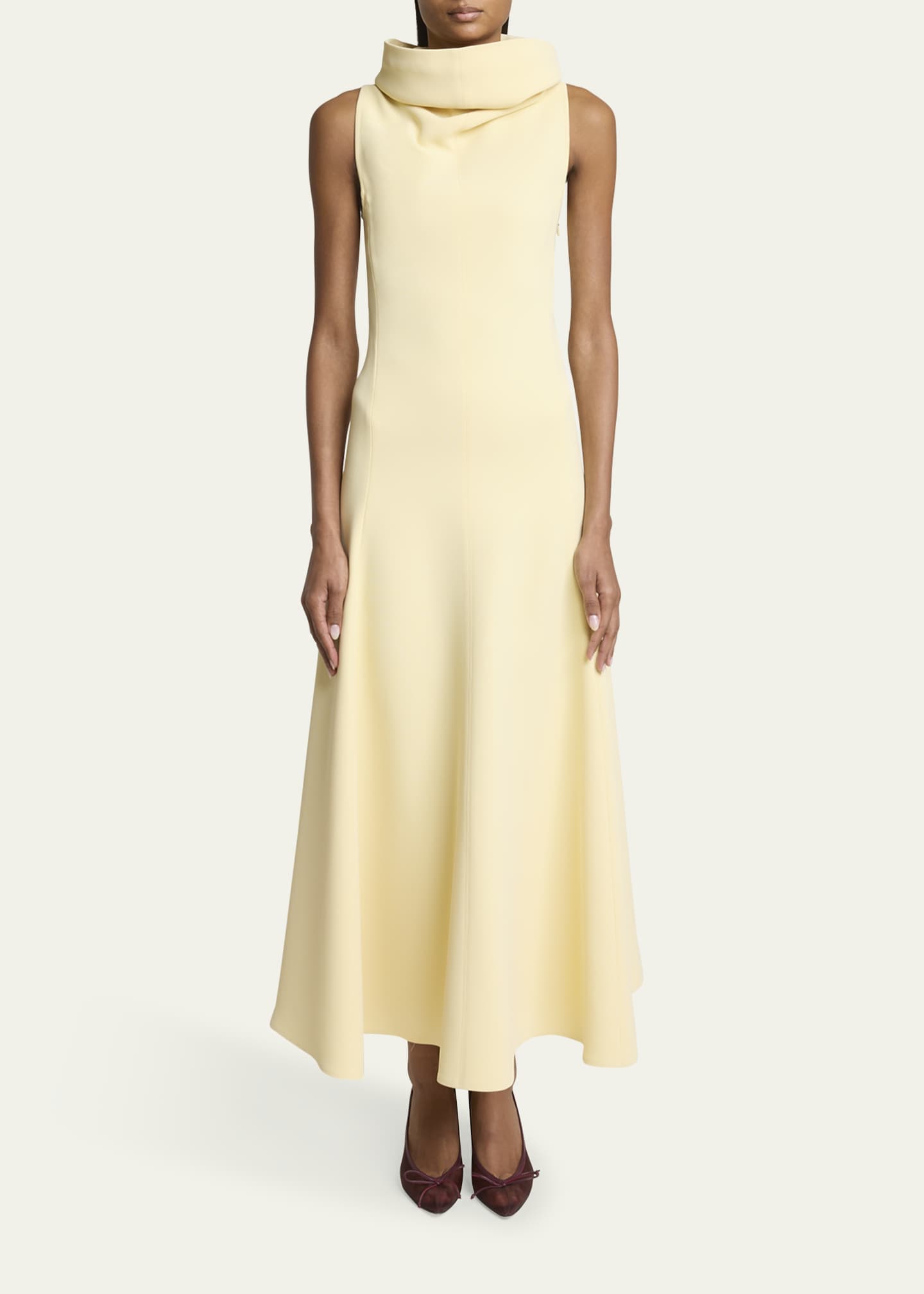 Jacquemus La Triangle Cowl-Neck Sleeveless Ankle Dress Image 2 of 5