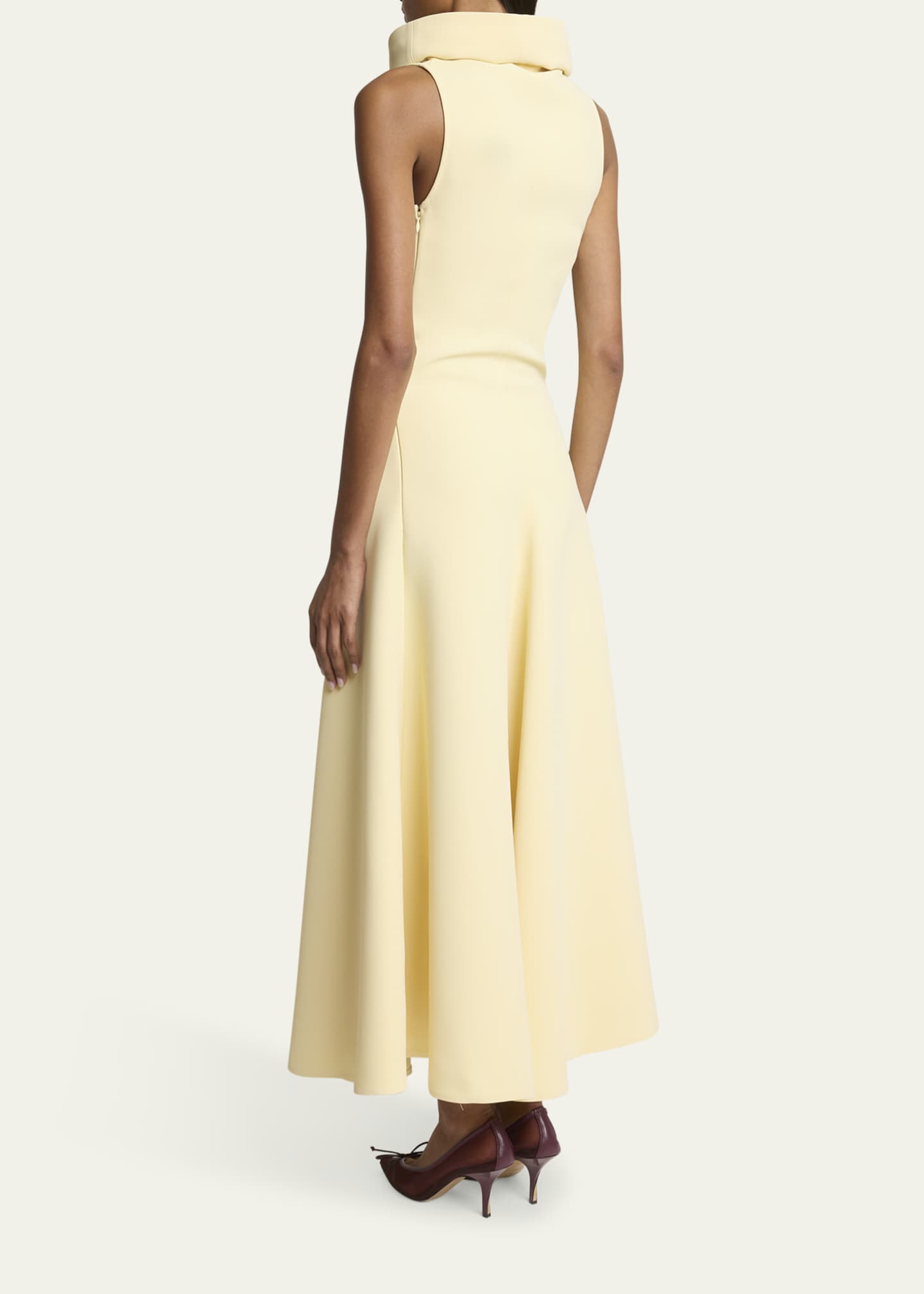 Jacquemus La Triangle Cowl-Neck Sleeveless Ankle Dress Image 3 of 5