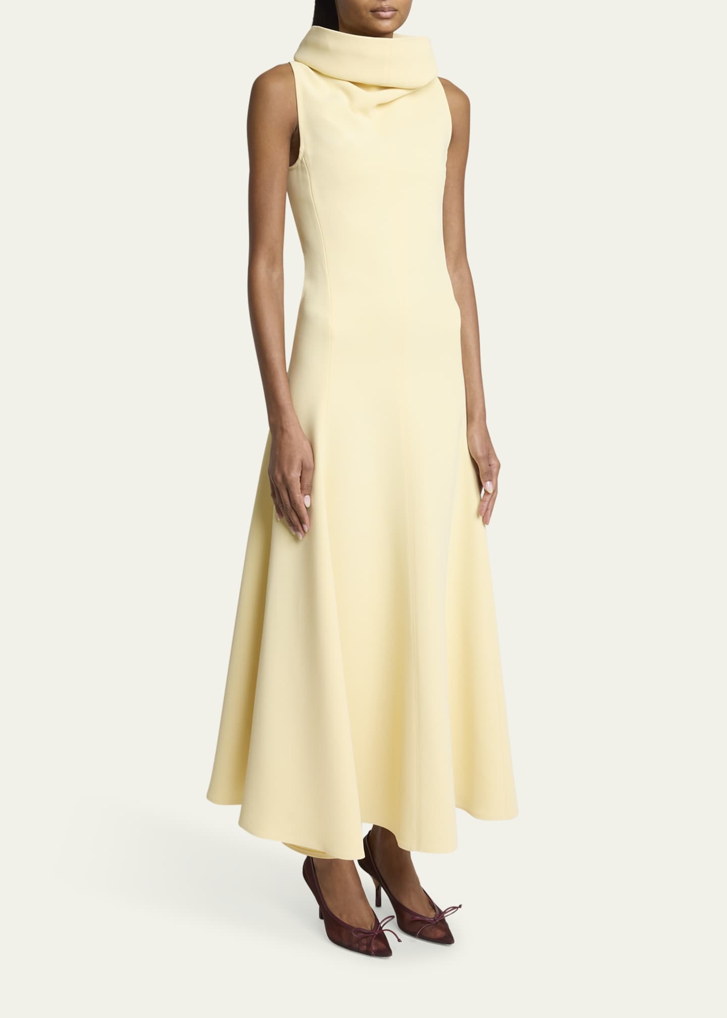 Jacquemus La Triangle Cowl-Neck Sleeveless Ankle Dress