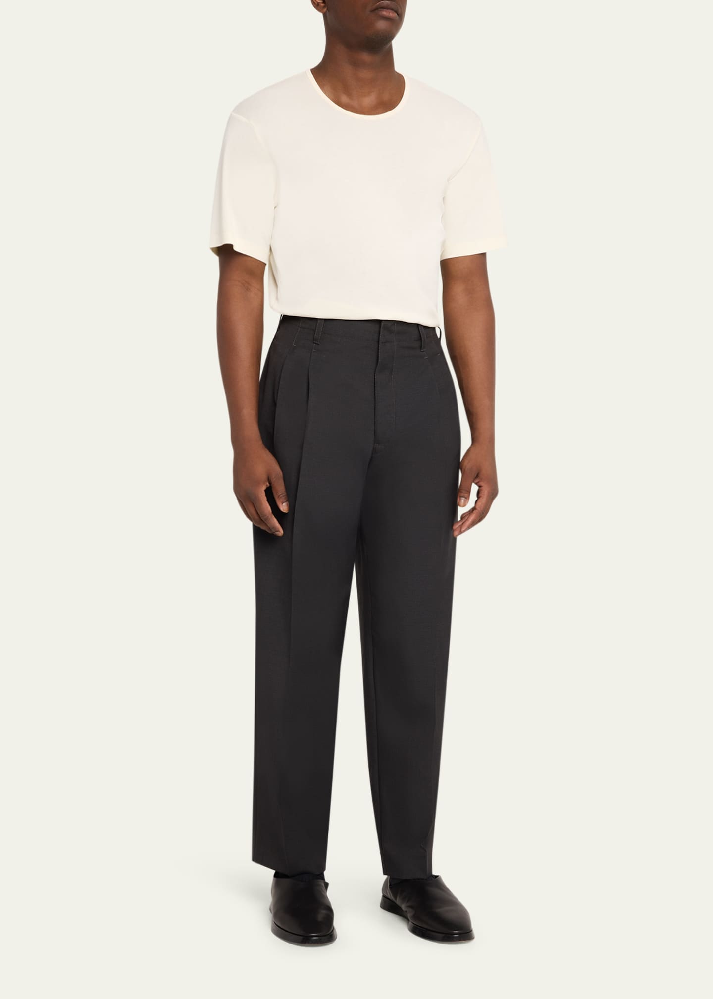 LEMAIRE Men's Tropical Polyester and Wool Pleated Pants - Bergdorf