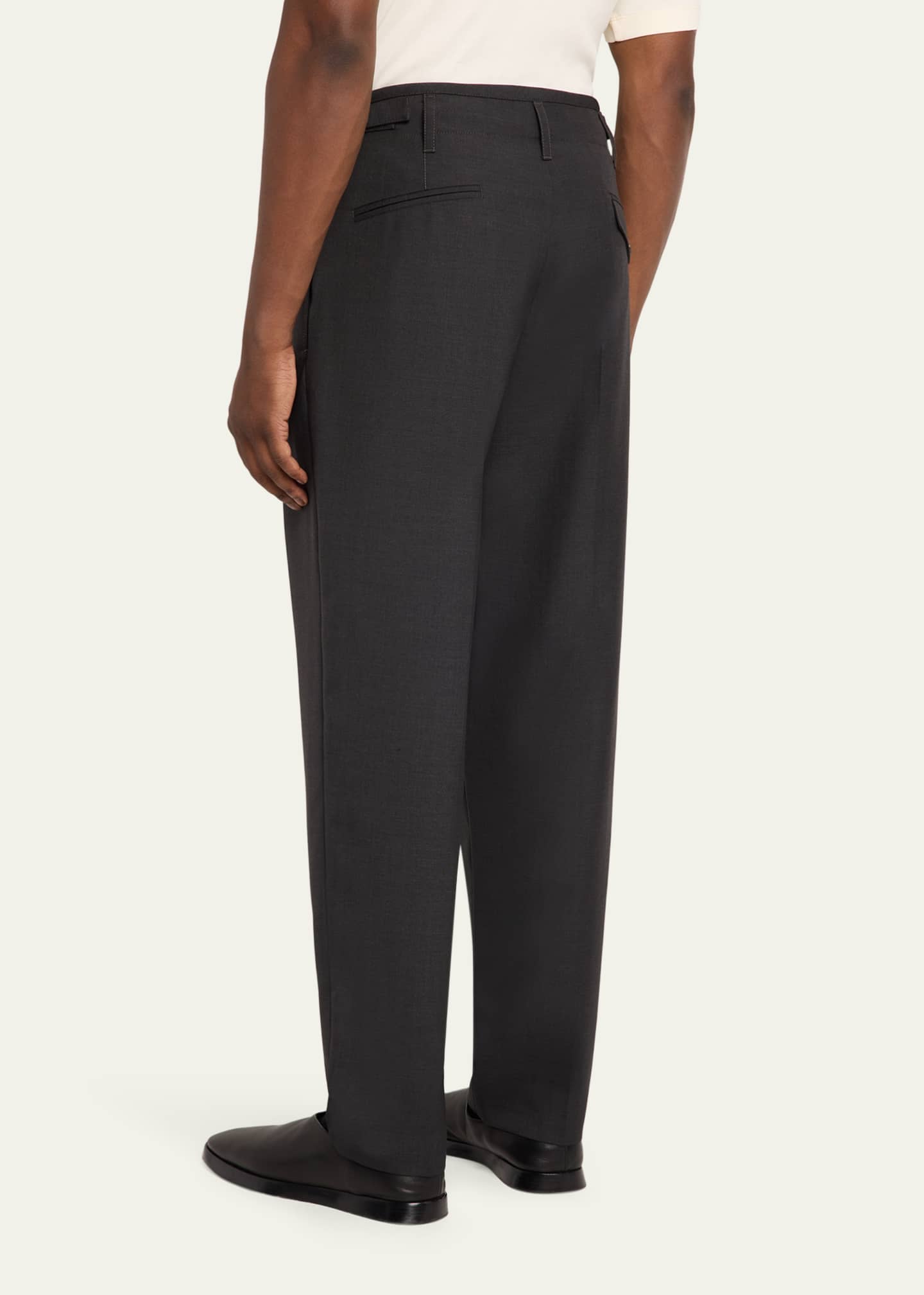 LEMAIRE Men's Tropical Polyester and Wool Pleated Pants - Bergdorf