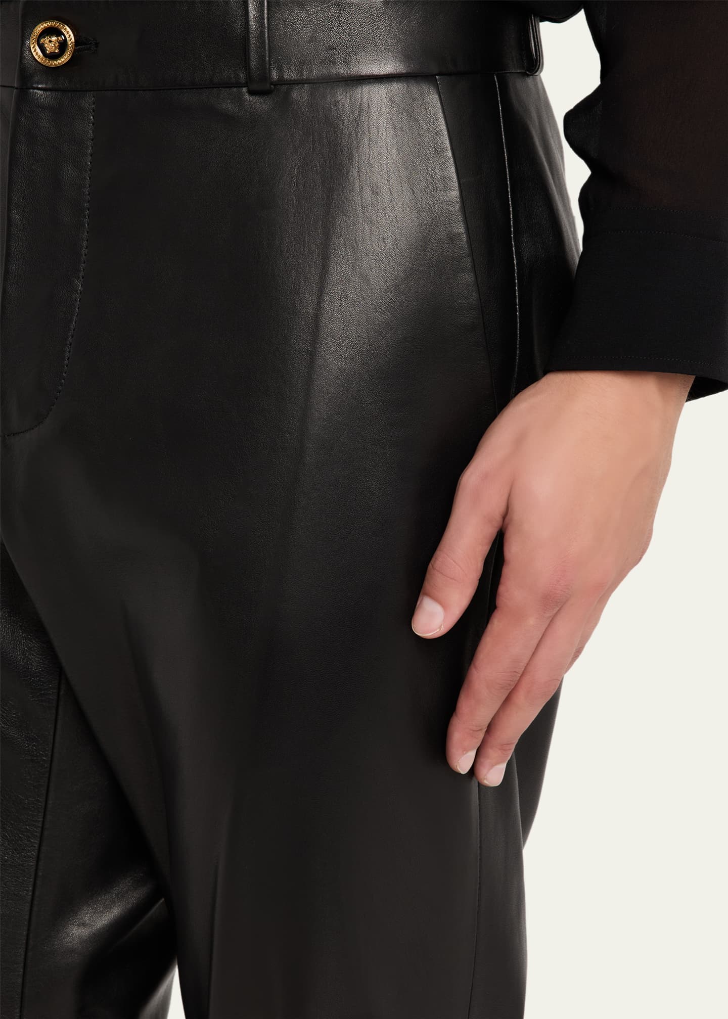 Versace Men's Plonge Leather Pants - Bergdorf Goodman