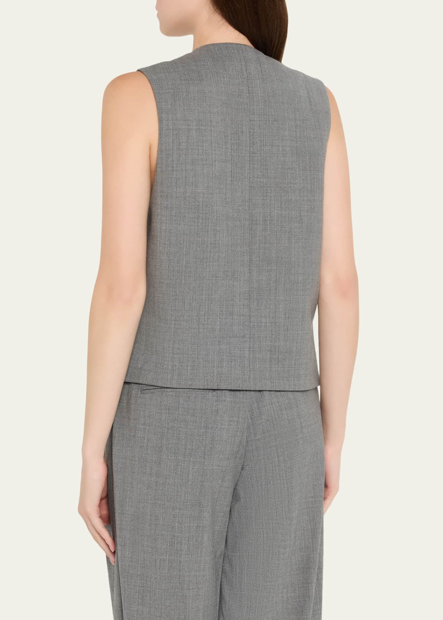Michael Kors Collection Single-Breasted Wool-Stretch Crop Vest Image 3 of 5