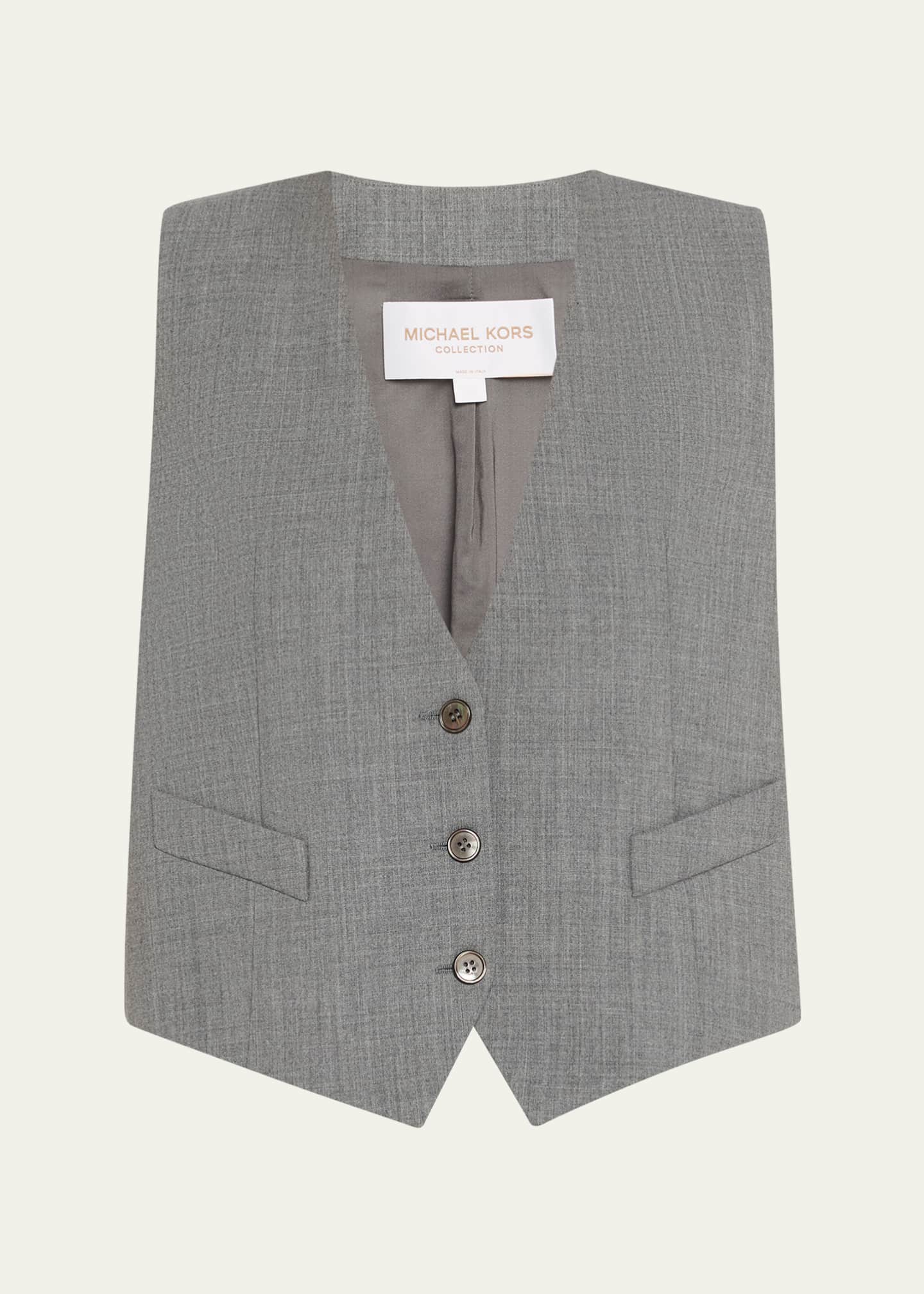 Michael Kors Collection Single-Breasted Wool-Stretch Crop Vest Image 1 of 5