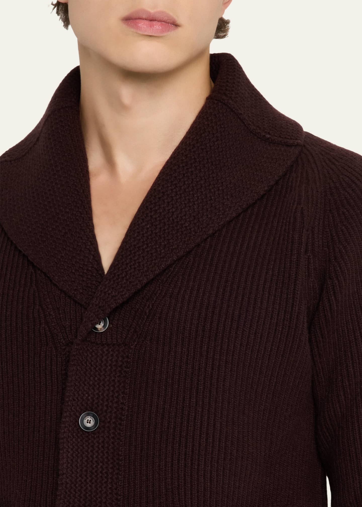 Wales Bonner Men's The Solace Merino Wool Rib-Knit Cardigan