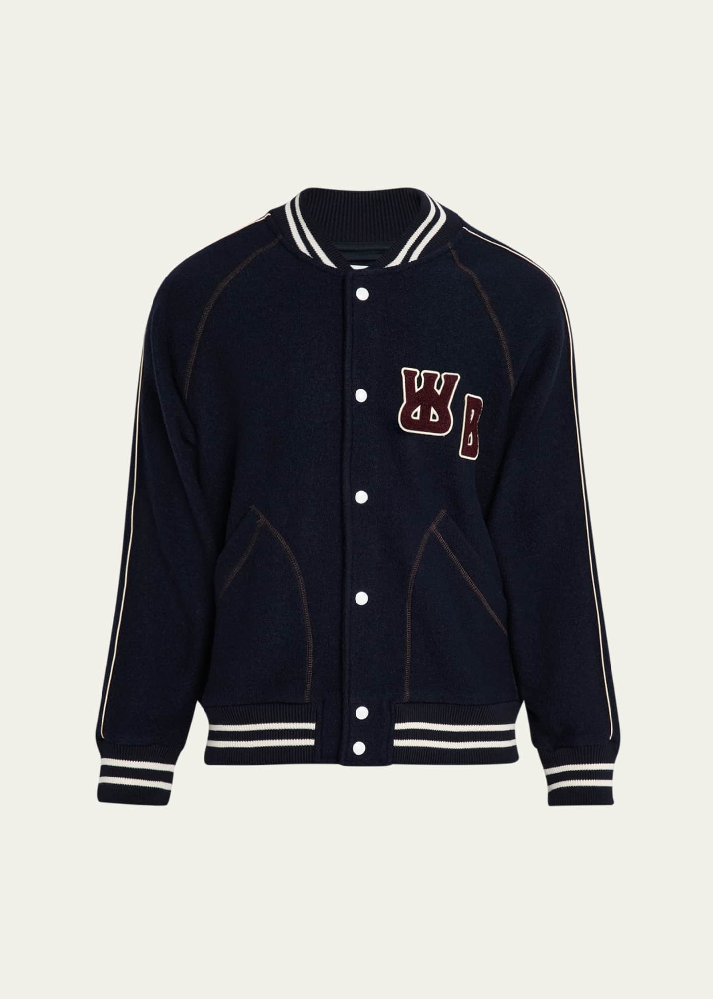 Wales Bonner Men's Wool Snap-Front Varsity Blouson - Bergdorf Goodman