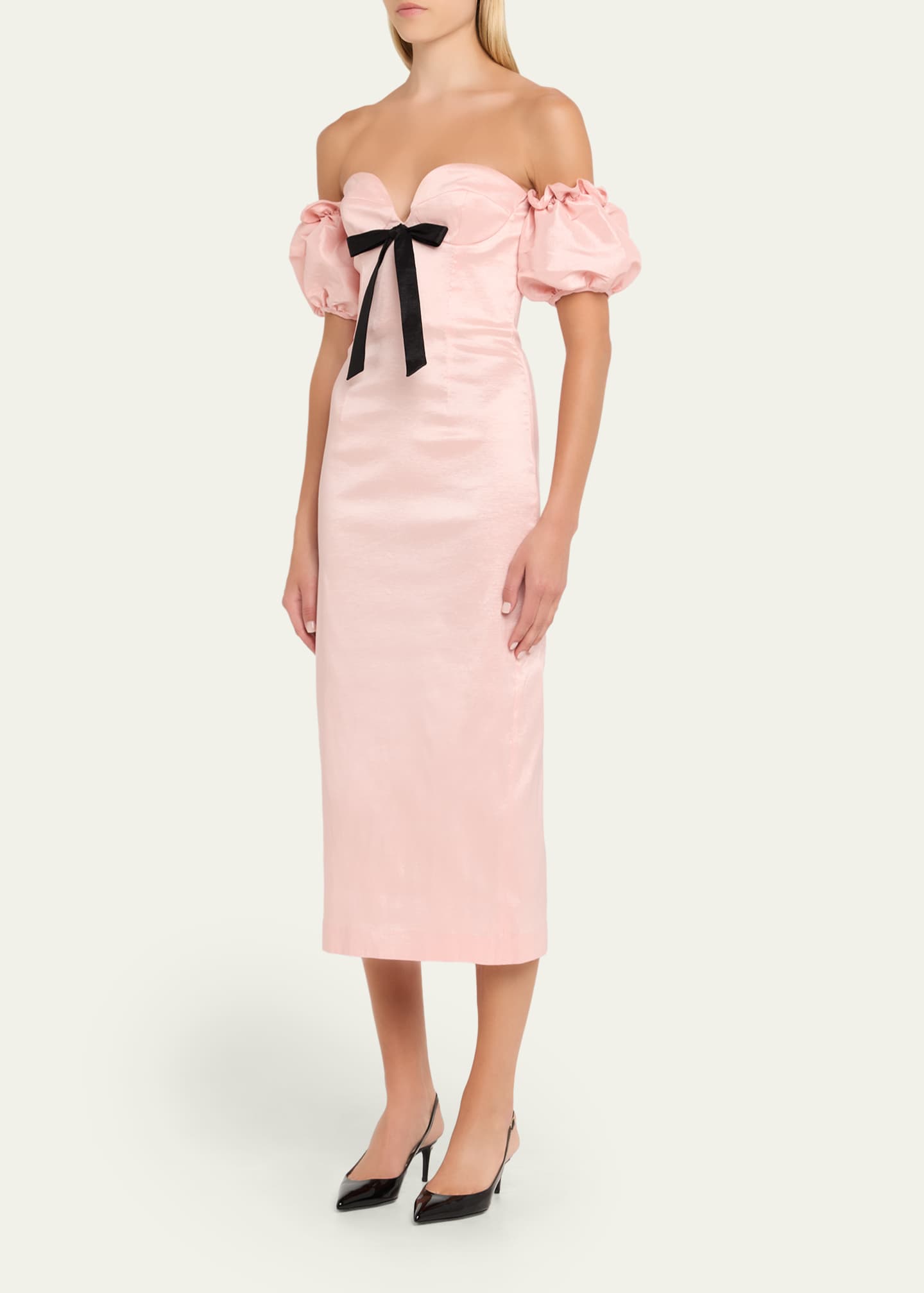 Kika Vargas Stella Strapless Taffeta Midi Dress - Bergdorf Goodman