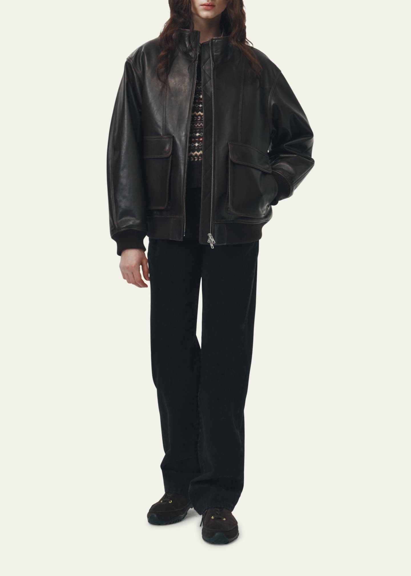 Unisex Leather Blouson Aviator Jacket
