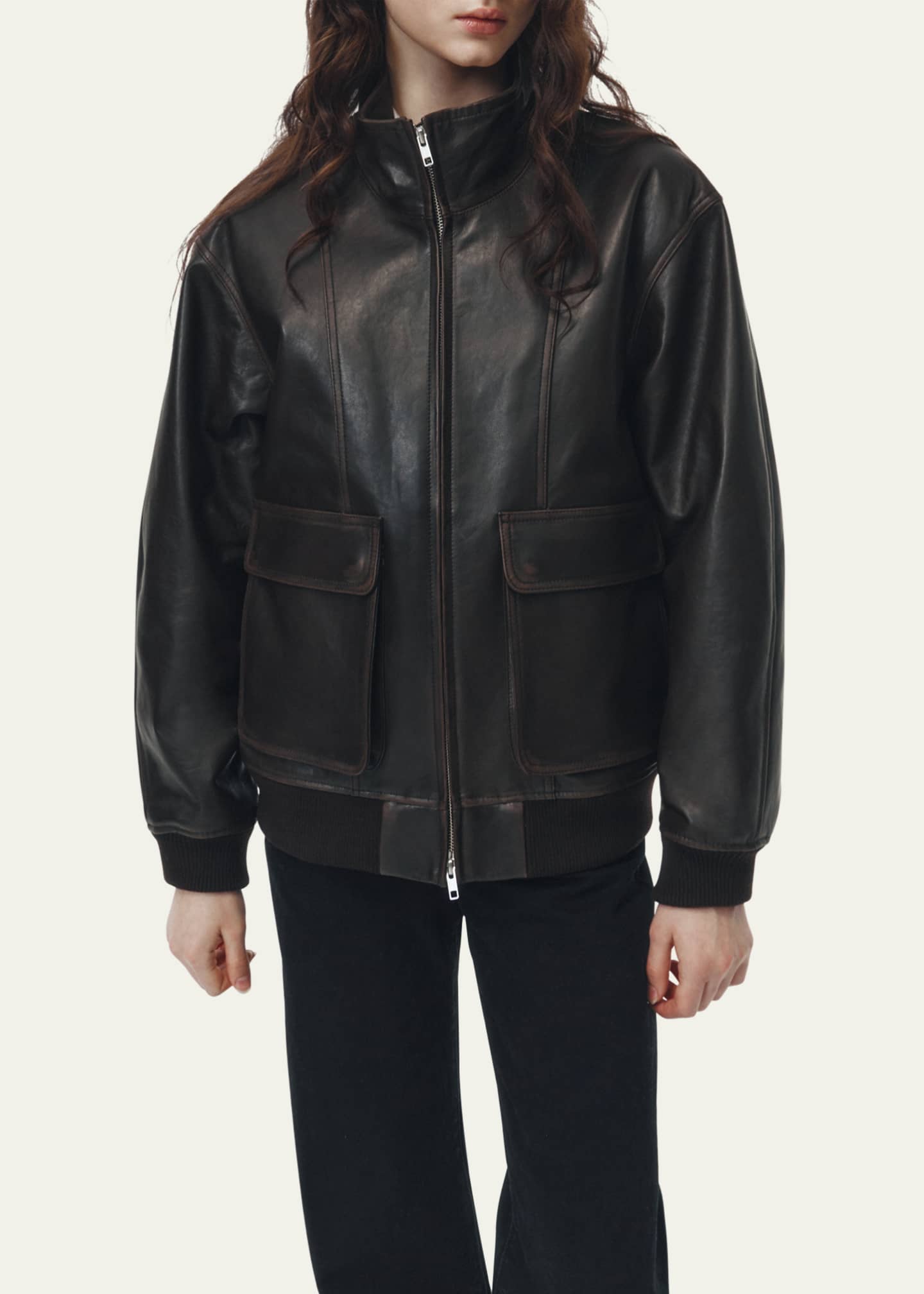 Unisex Leather Blouson Aviator Jacket