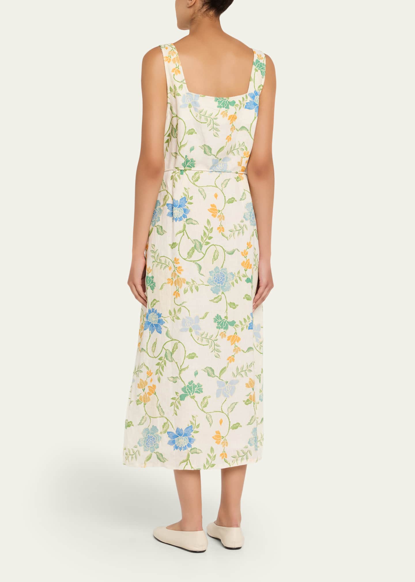 Paloma Bloom Button-Front Linen Dress