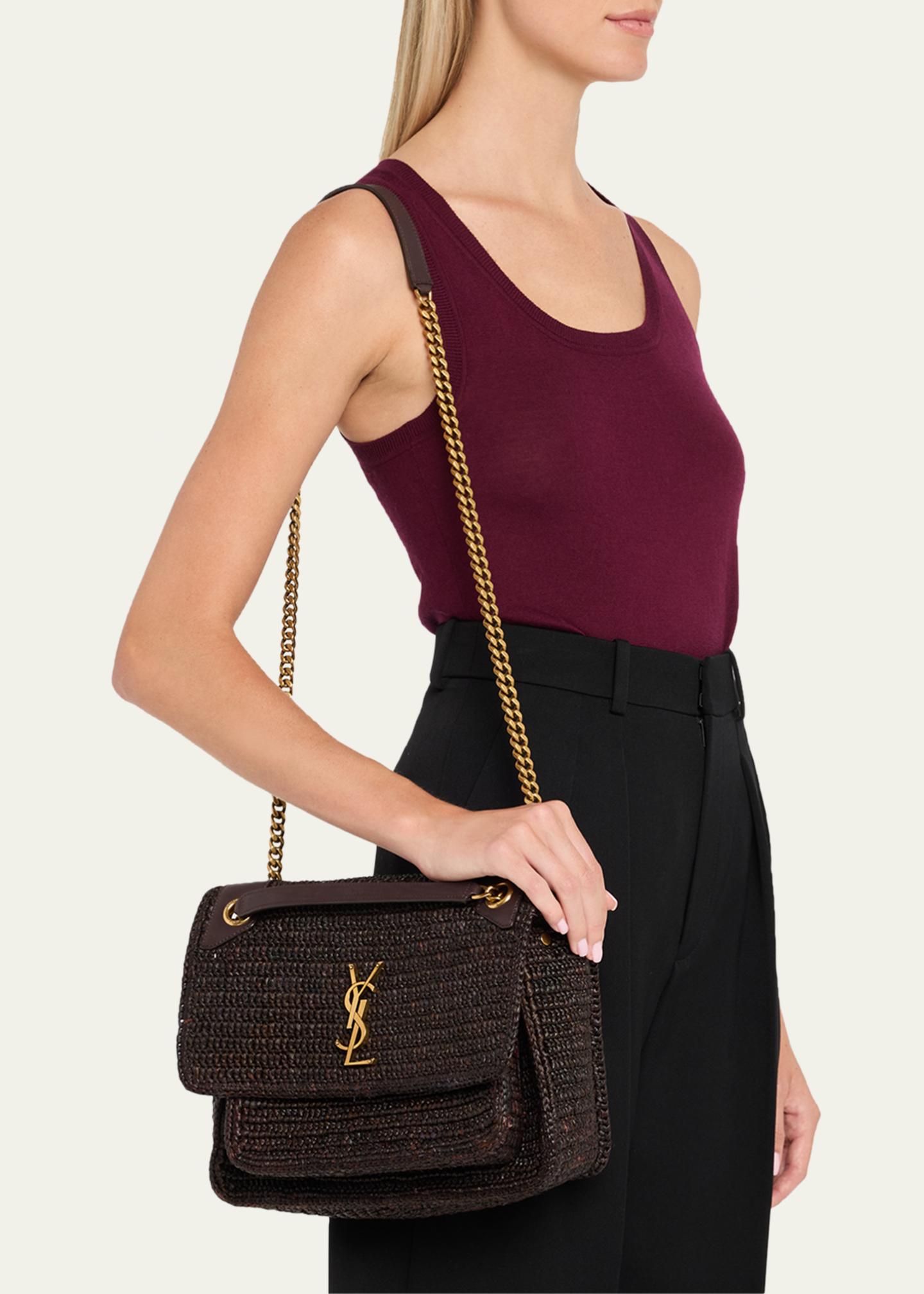 Saint Laurent Niki Medium YSL Raffia Shoulder Bag - Bergdorf Goodman