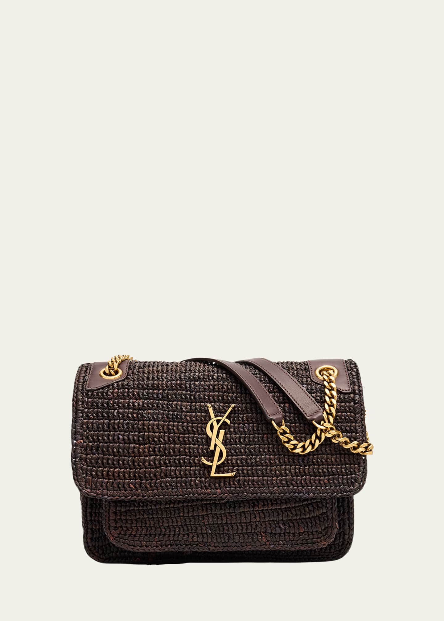 Saint Laurent Niki Medium YSL Raffia Shoulder Bag - Bergdorf Goodman