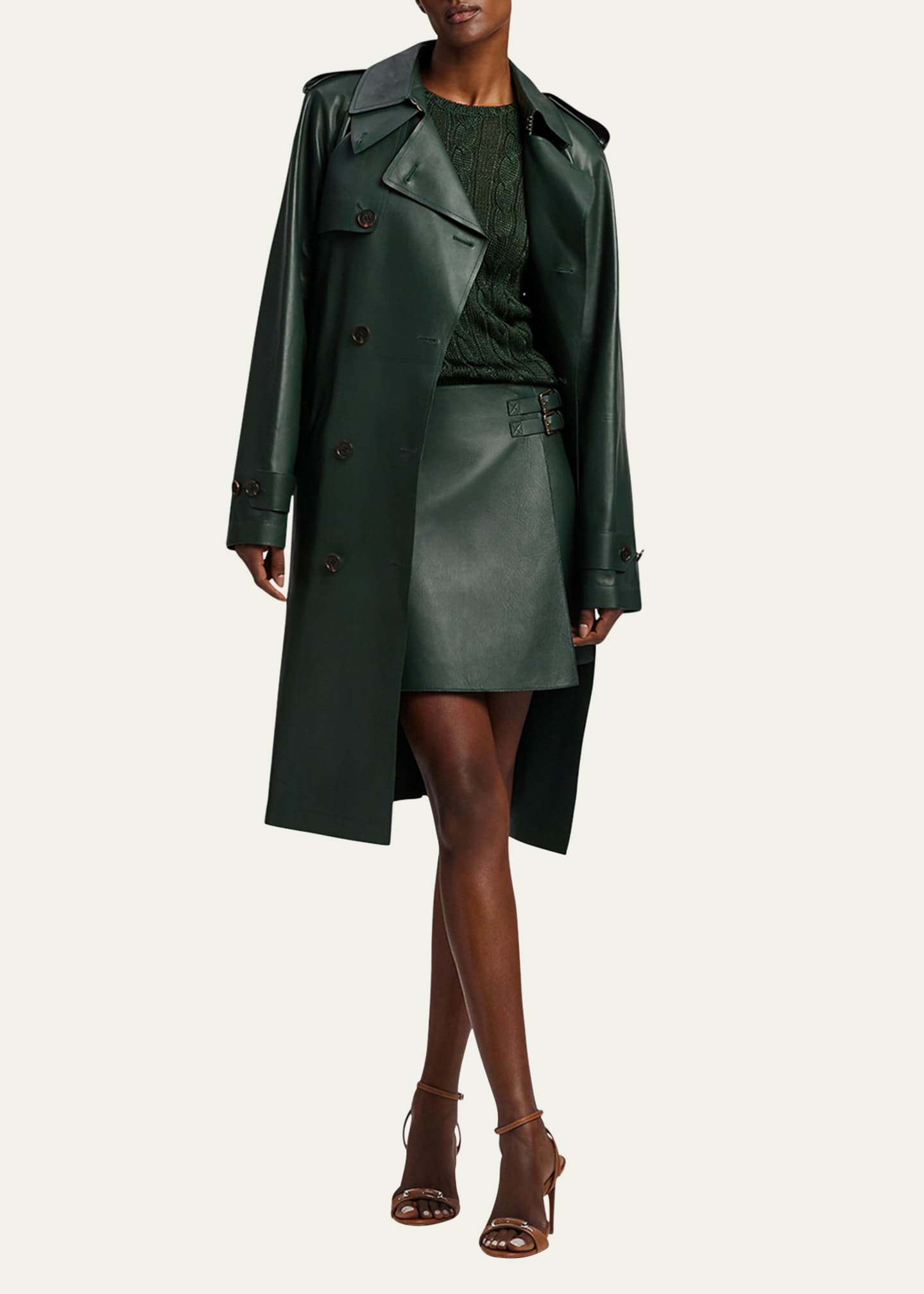 Ralph Lauren Collection Niles Leather Trench Coat Image 2 of 7