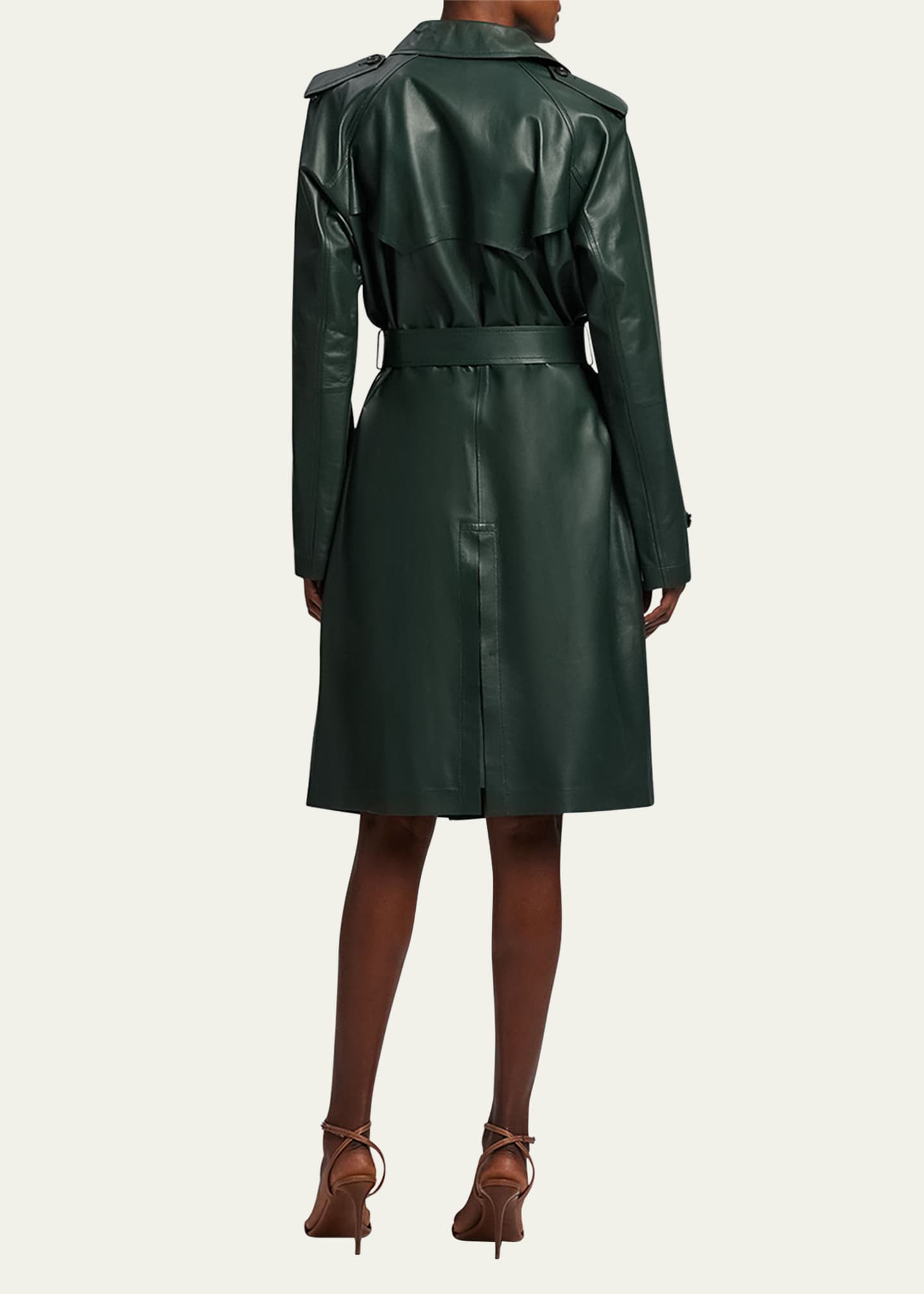 Ralph Lauren Collection Niles Leather Trench Coat Image 3 of 7
