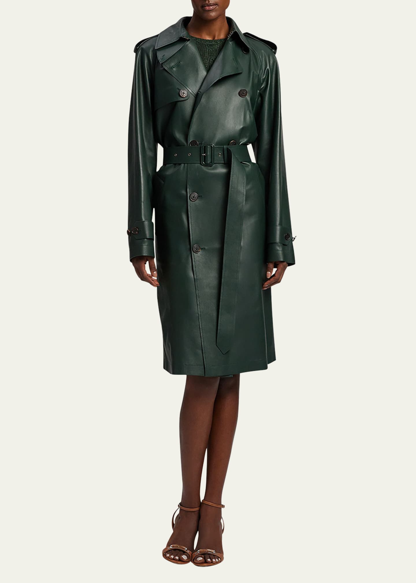 Ralph Lauren Collection Niles Leather Trench Coat Image 4 of 7