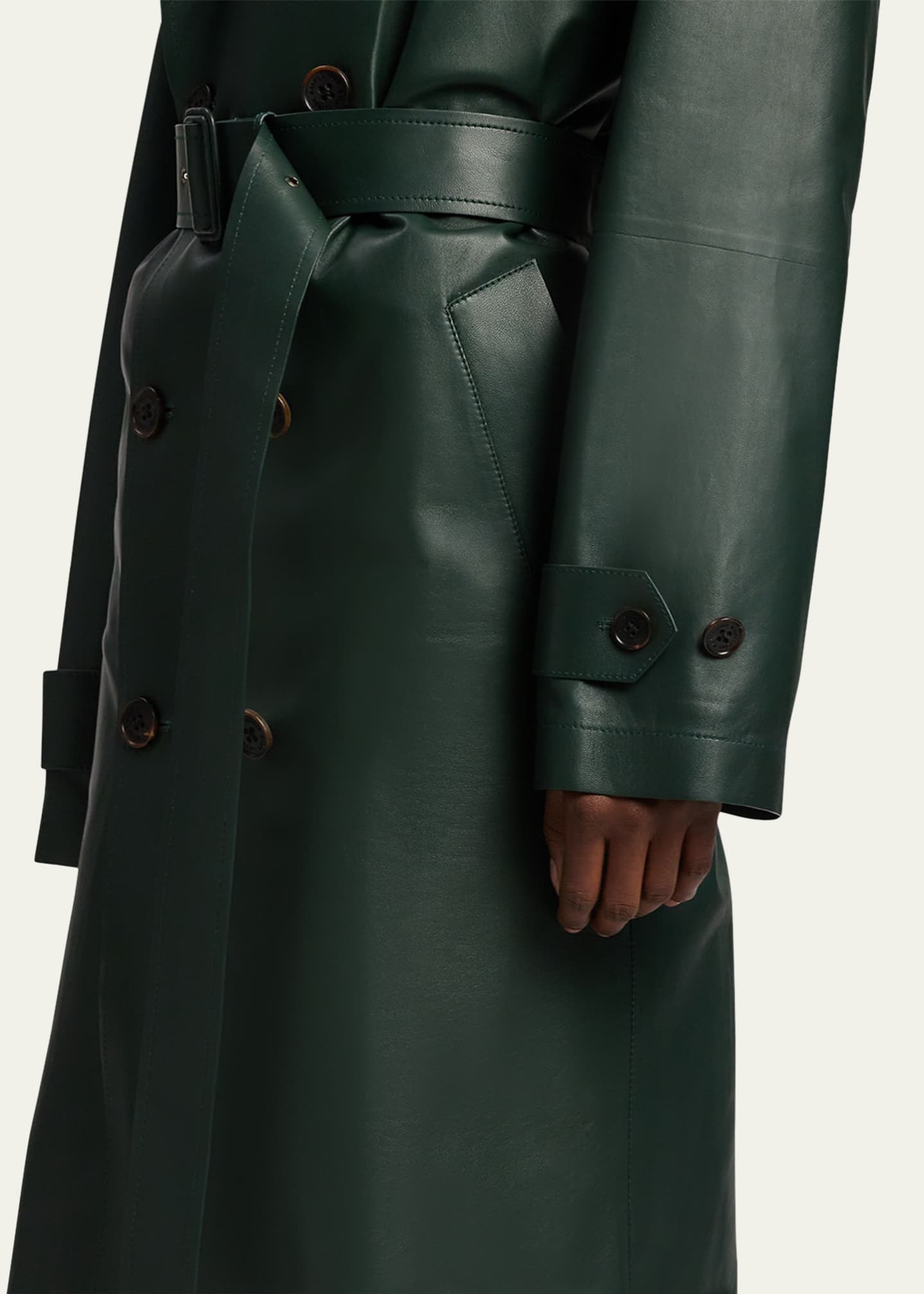 Ralph Lauren Collection Niles Leather Trench Coat Image 6 of 7