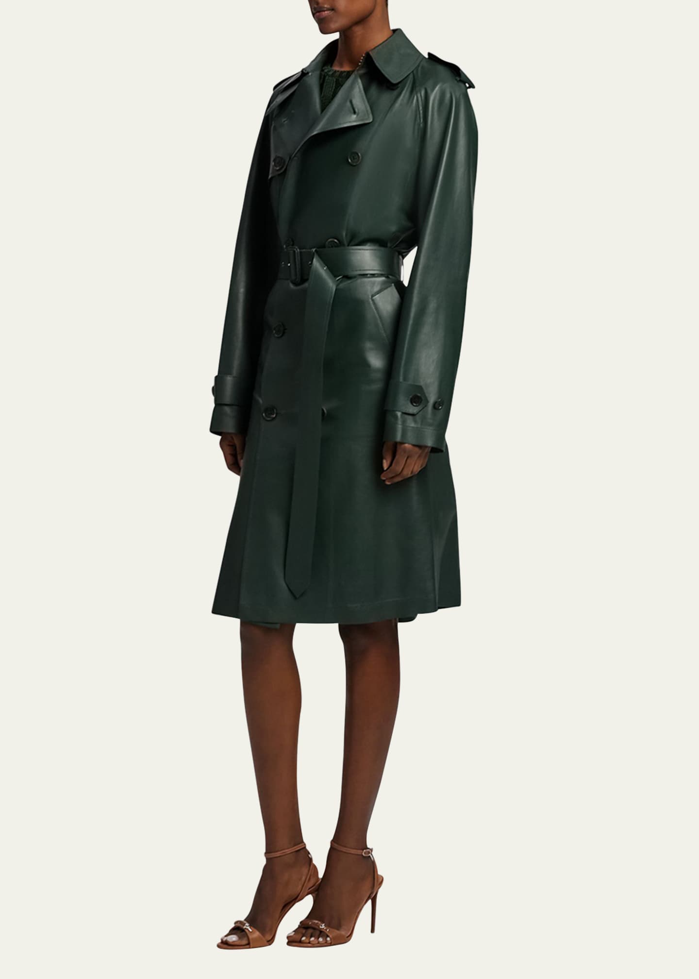 Ralph Lauren Collection Niles Leather Trench Coat Image 7 of 7