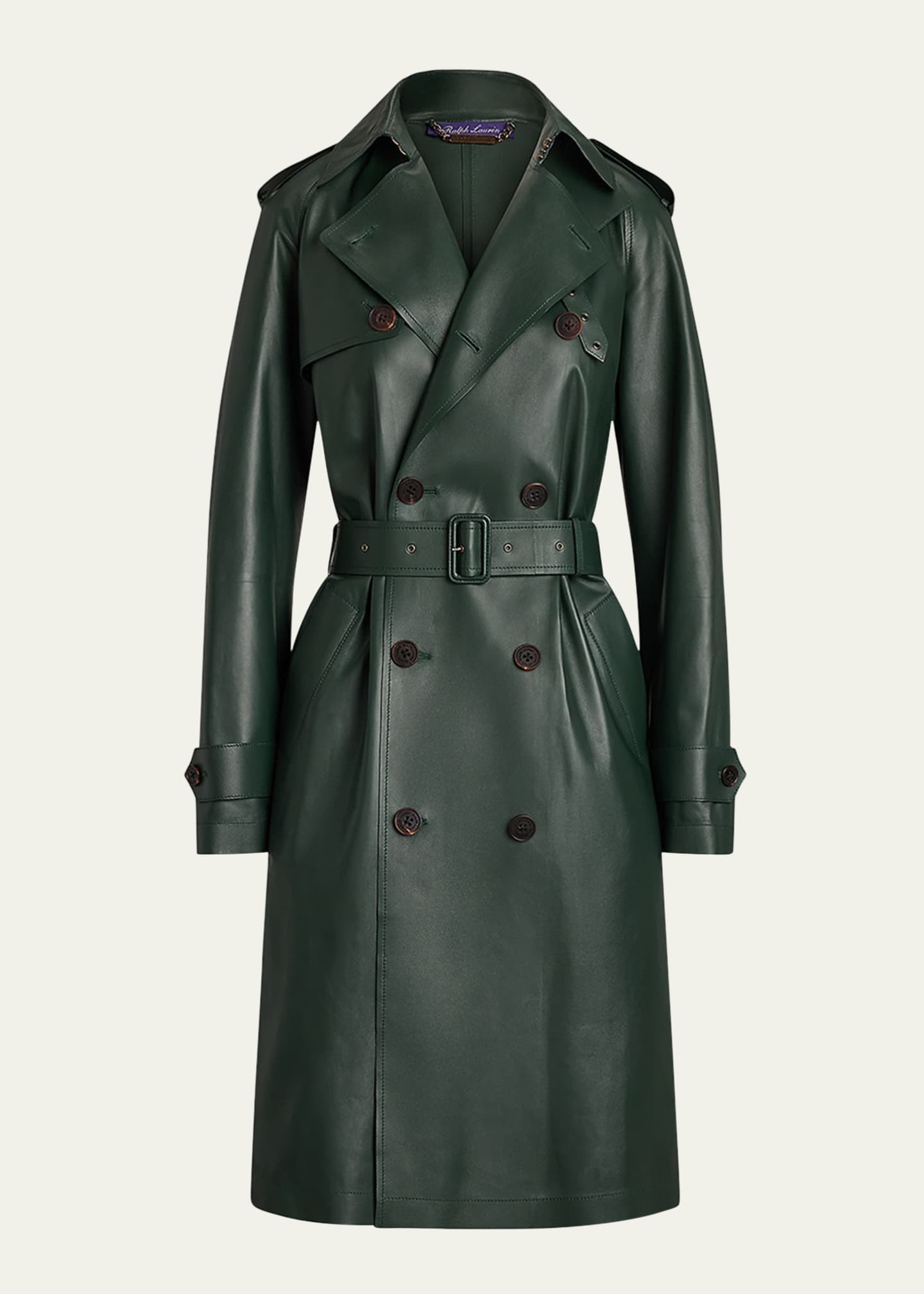 Ralph Lauren Collection Niles Leather Trench Coat Image 1 of 7