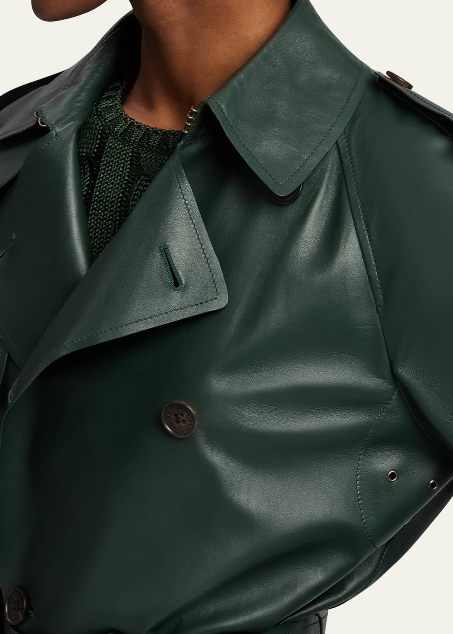 Ralph Lauren Collection Niles Leather Trench Coat Image 5 of 7