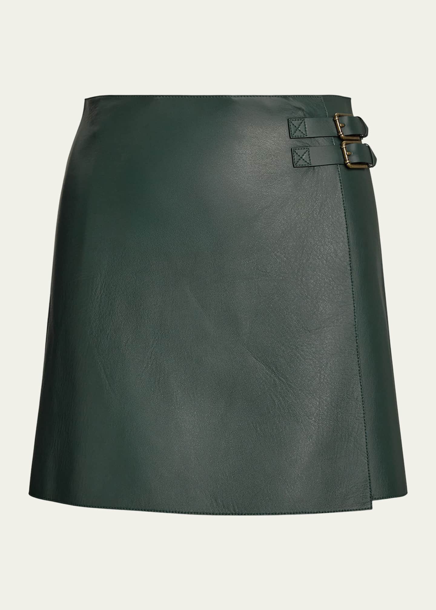 Ralph Lauren Collection Kyler Belted Leather Skirt Image 1 of 6