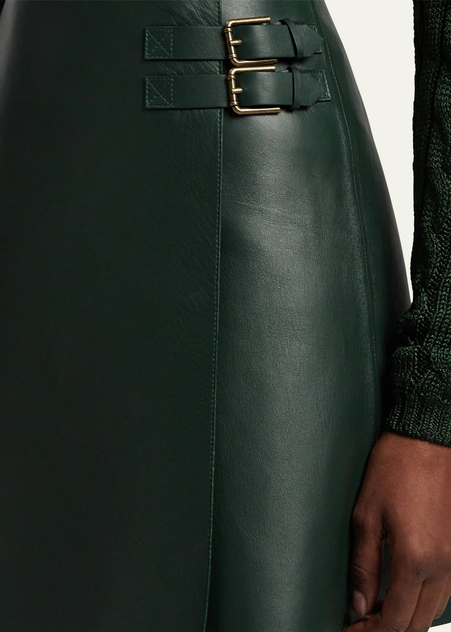 Ralph Lauren Collection Kyler Belted Leather Skirt Image 5 of 6