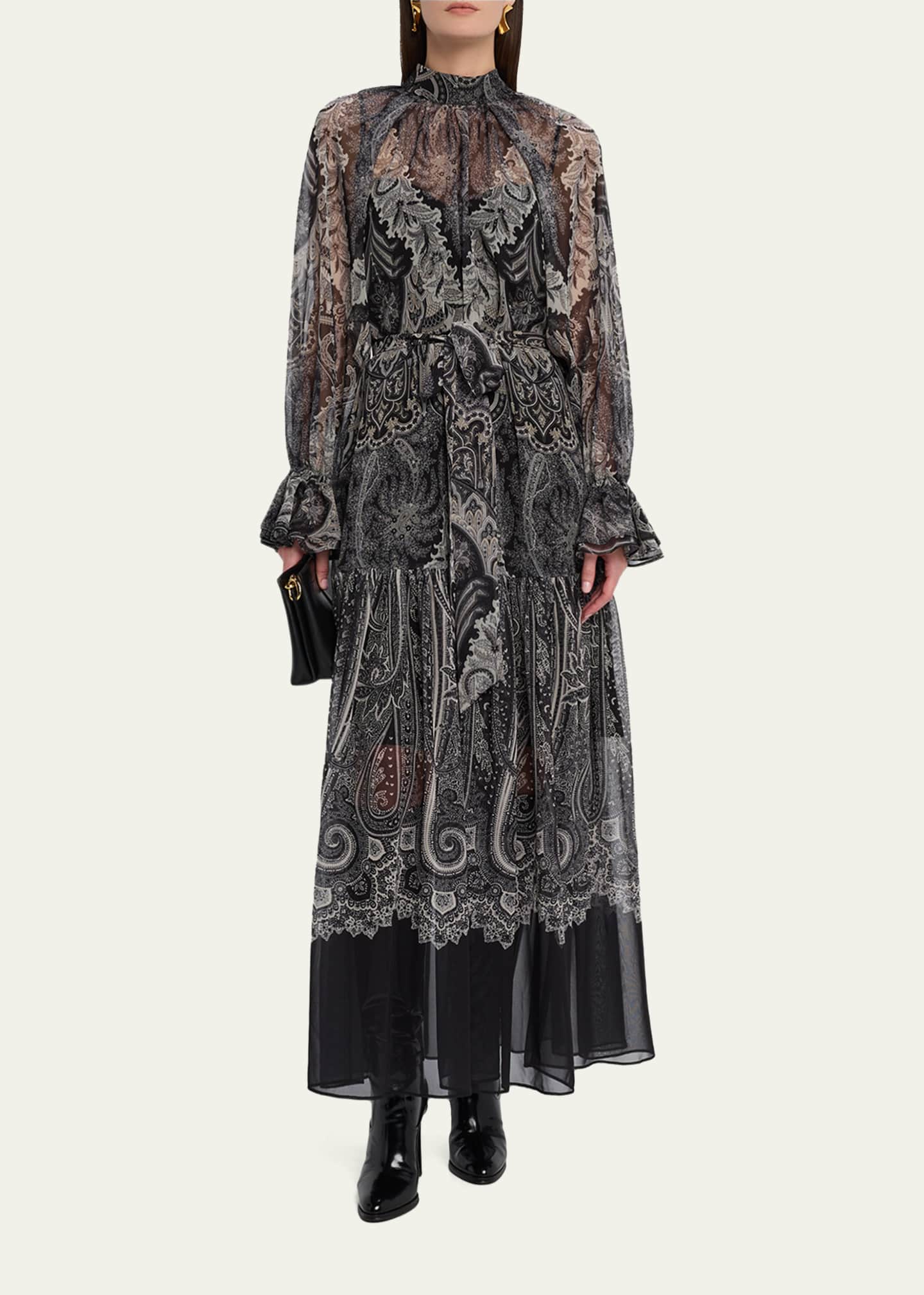 Connell Tiered Paisley-Print Maxi Dress