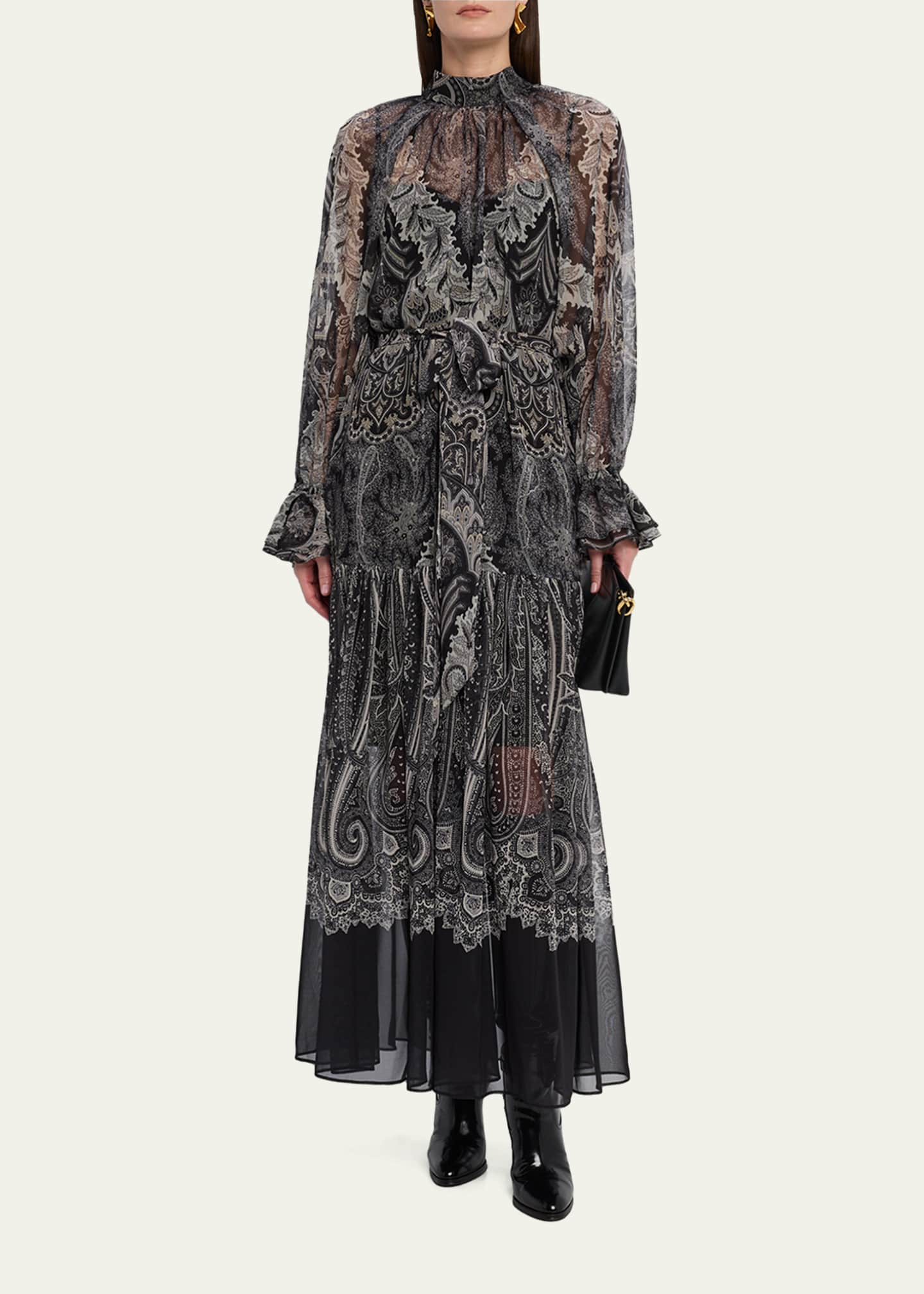 Connell Tiered Paisley-Print Maxi Dress