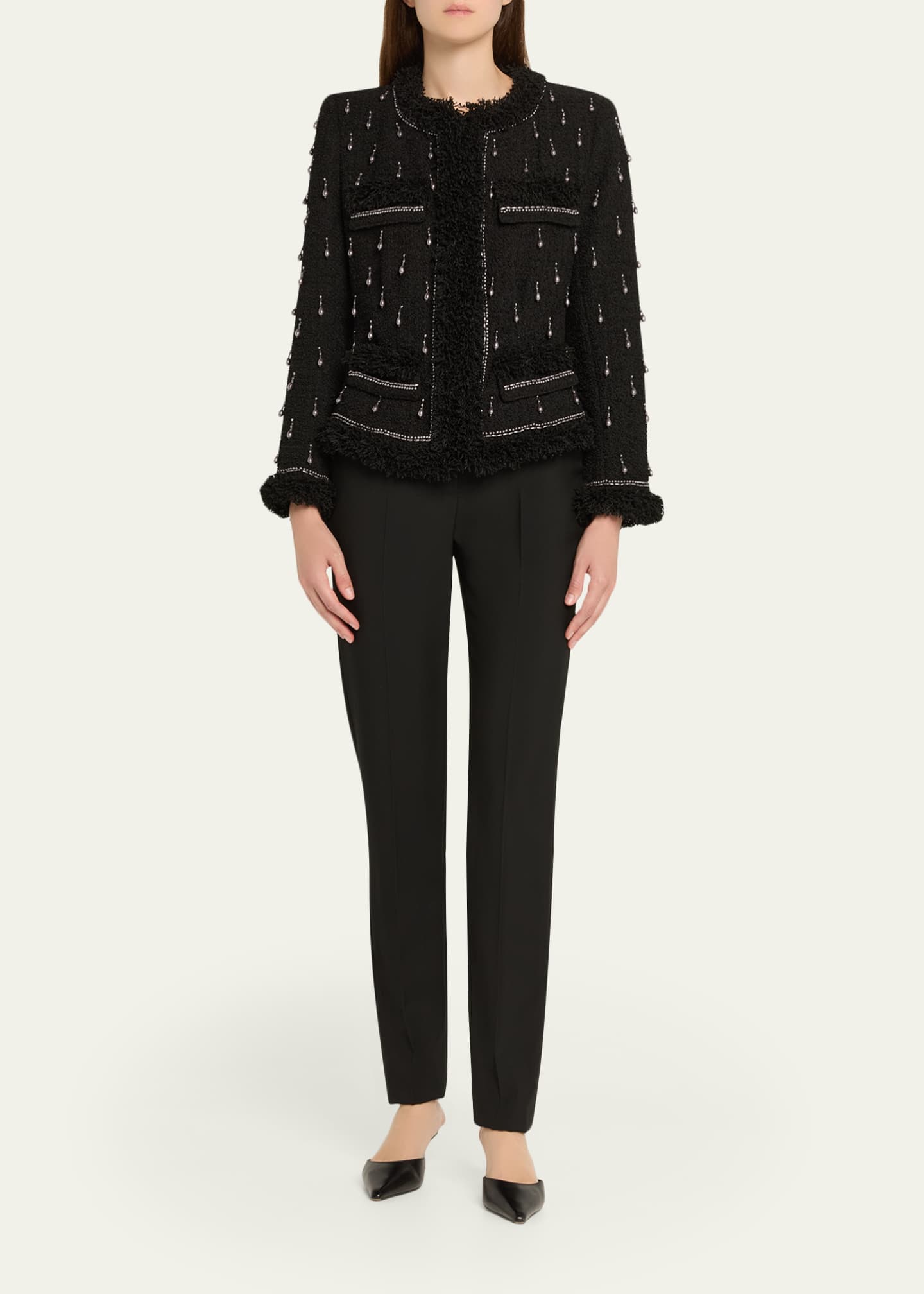 Kobi Halperin Hana Beaded Fringe-Trim Tweed Jacket Image 2 of 5