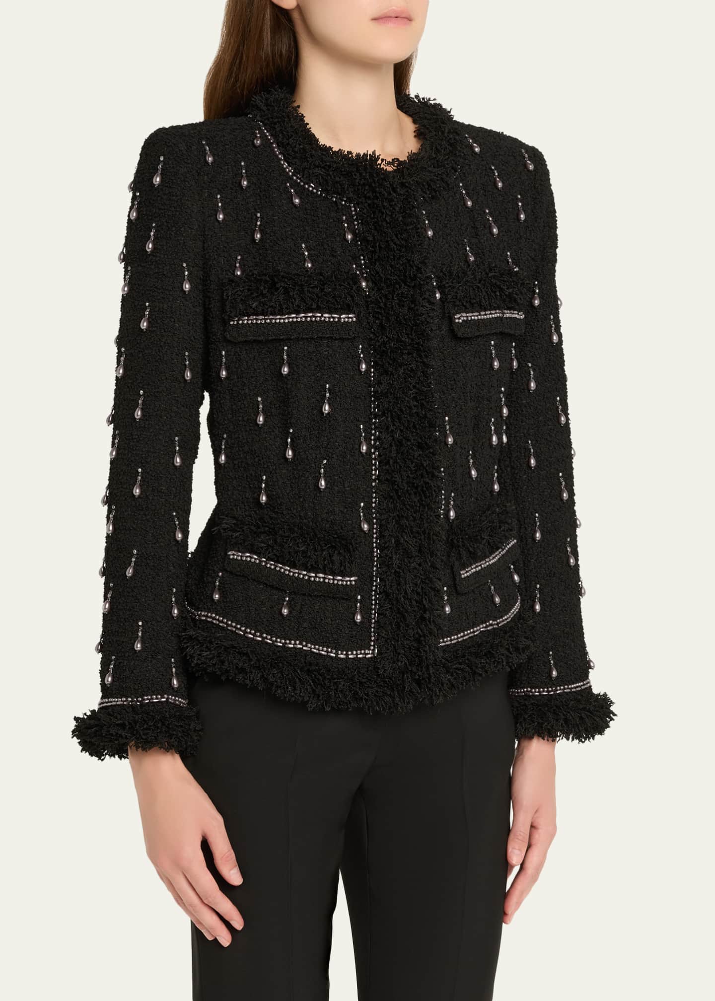 Kobi Halperin Hana Beaded Fringe-Trim Tweed Jacket Image 4 of 5