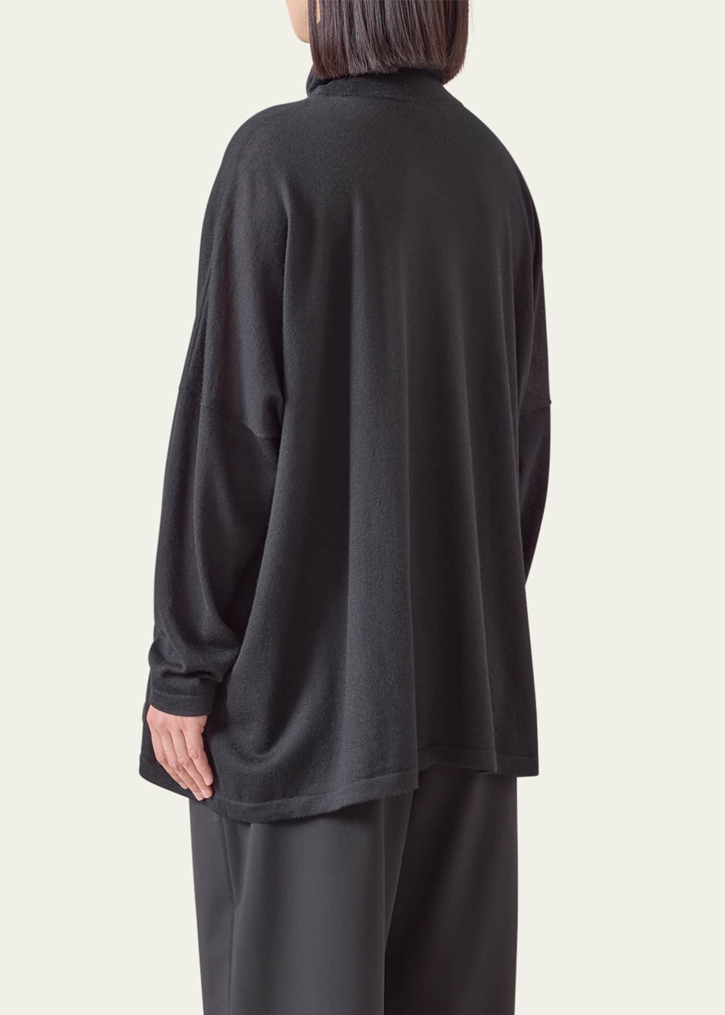 Eskandar Wide Scrunch Neck Top (Mid Plus Length) Image 3 of 5