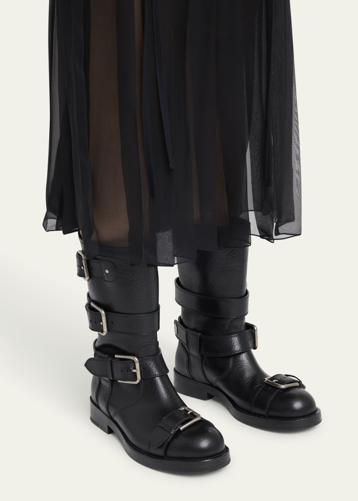 Dolce&Gabbana Leather Buckle Boots Image 2 of 6