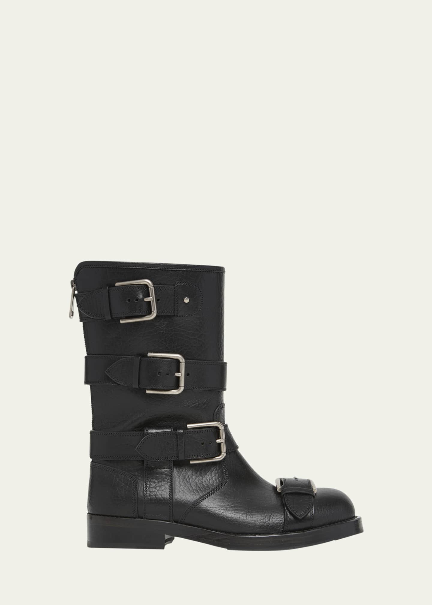 Dolce&Gabbana Leather Buckle Boots Image 1 of 6