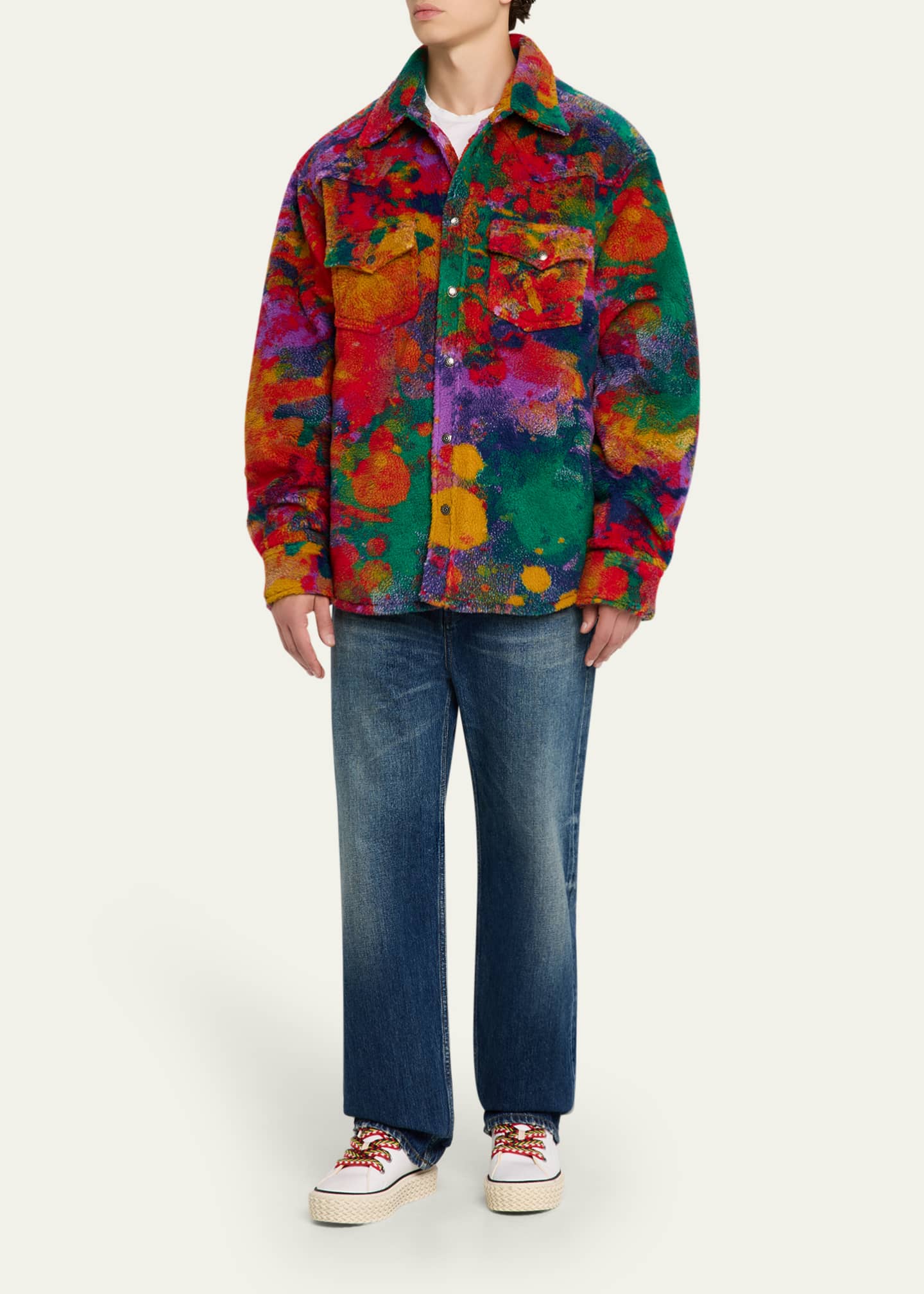 Men's Multicolor Sherpa Oversized Trucker Jacket