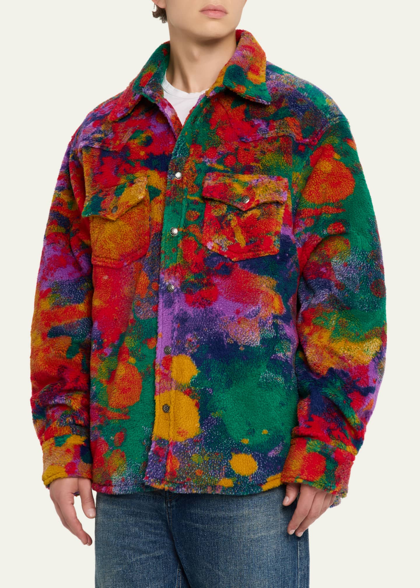 Men's Multicolor Sherpa Oversized Trucker Jacket