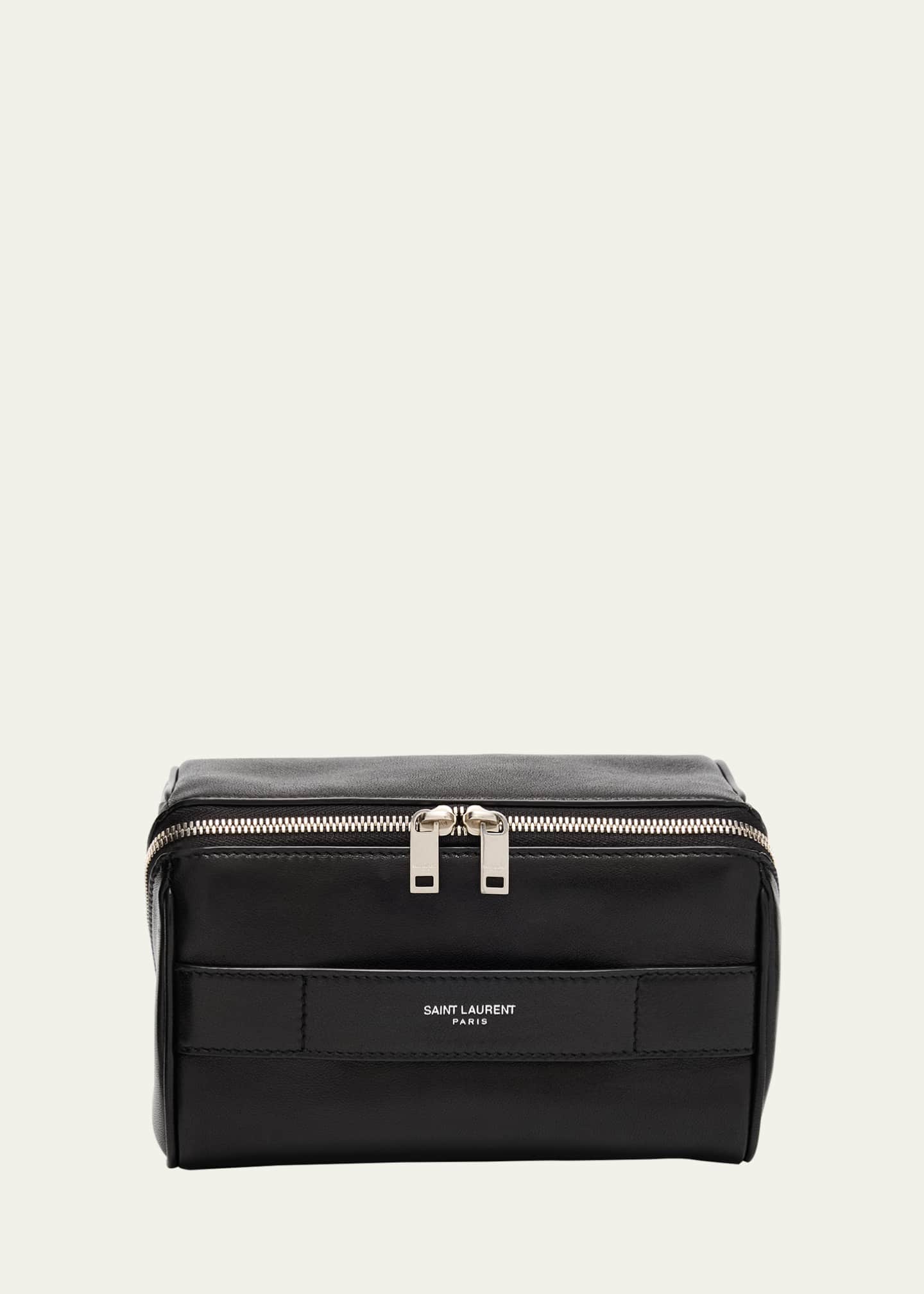Saint Laurent Men's Small Cube Trousse Leather Toiletry Case Image 1 of 4