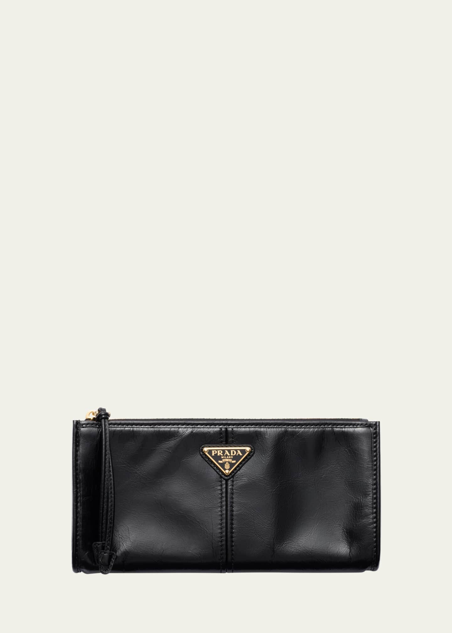 Prada Zip Soft Lux Leather Pouch Bag - Bergdorf Goodman