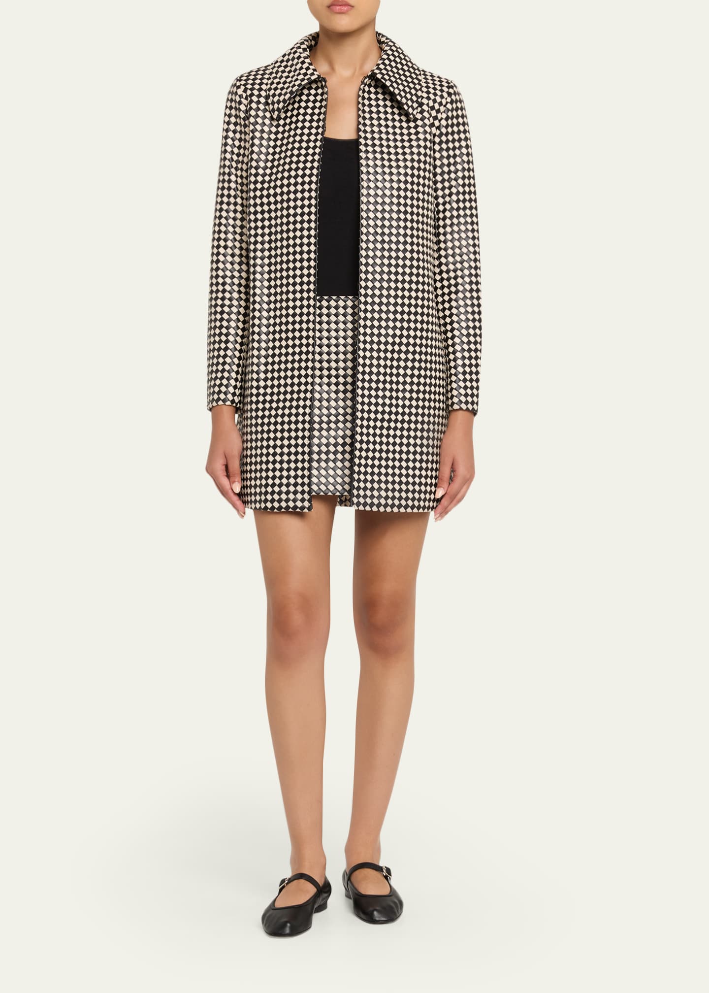 Eleana Woven Vegan Leather Mini Skirt