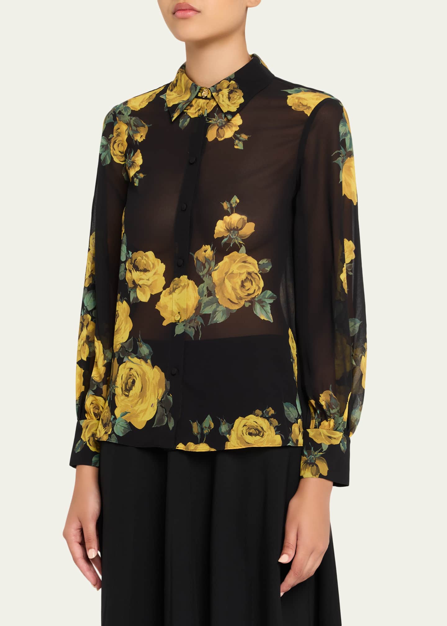 Candace Rosehips Blouson-Sleeve Buttoned Shirt