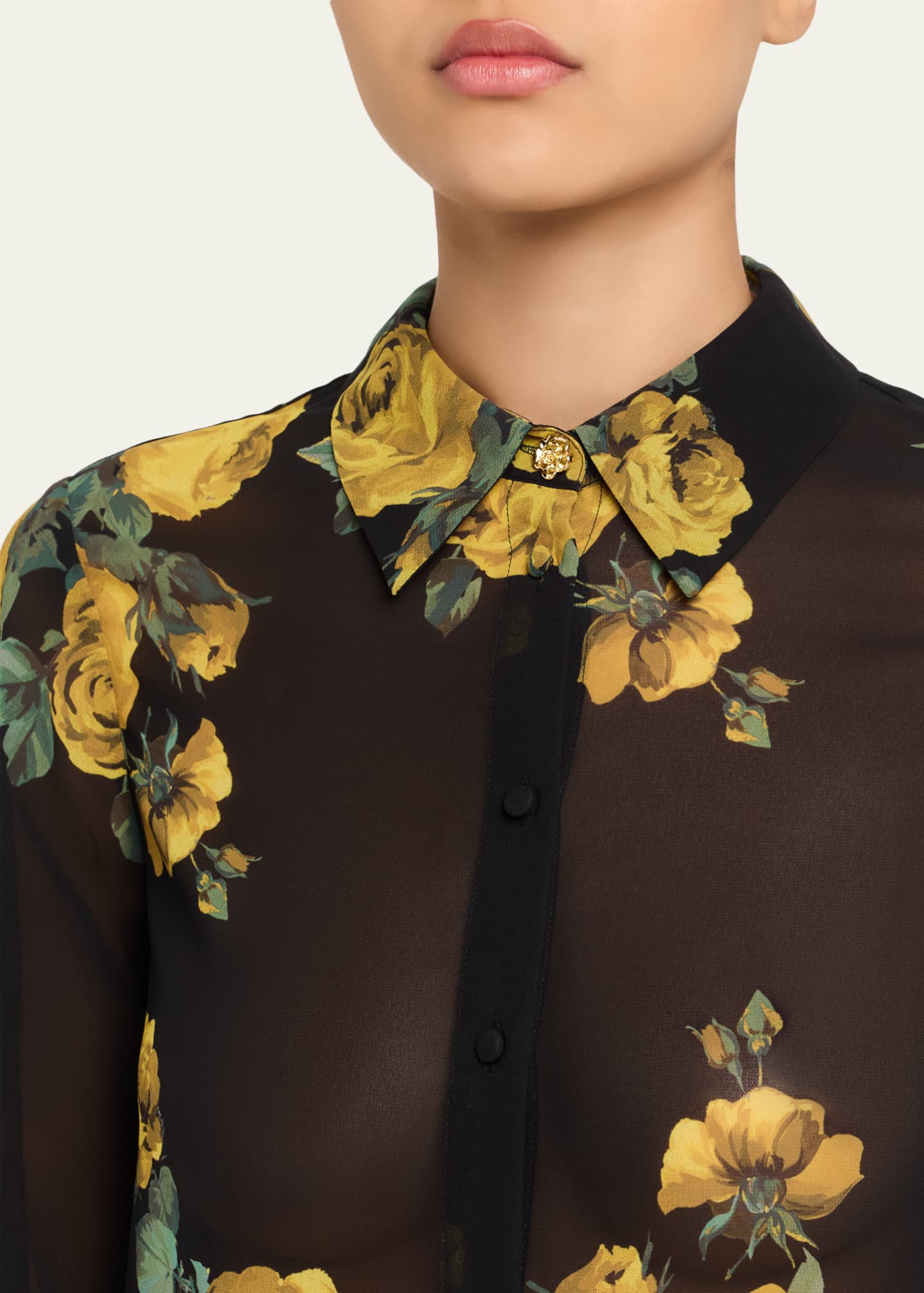Candace Rosehips Blouson-Sleeve Buttoned Shirt
