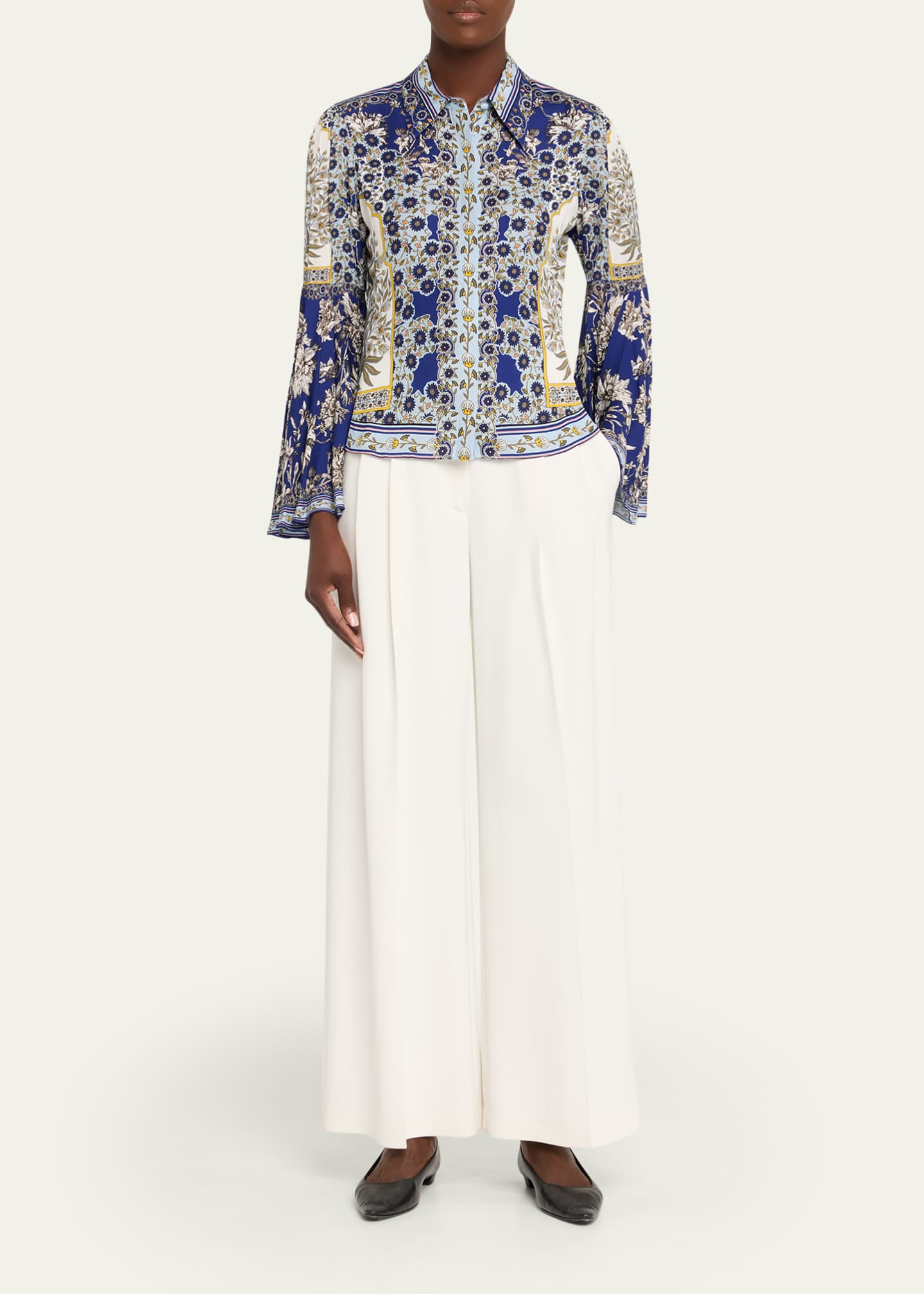 Willa Forevermore Fitted Bell-Sleeve Placket Top