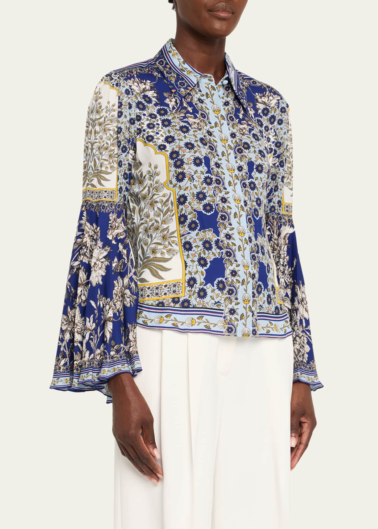 Willa Forevermore Fitted Bell-Sleeve Placket Top