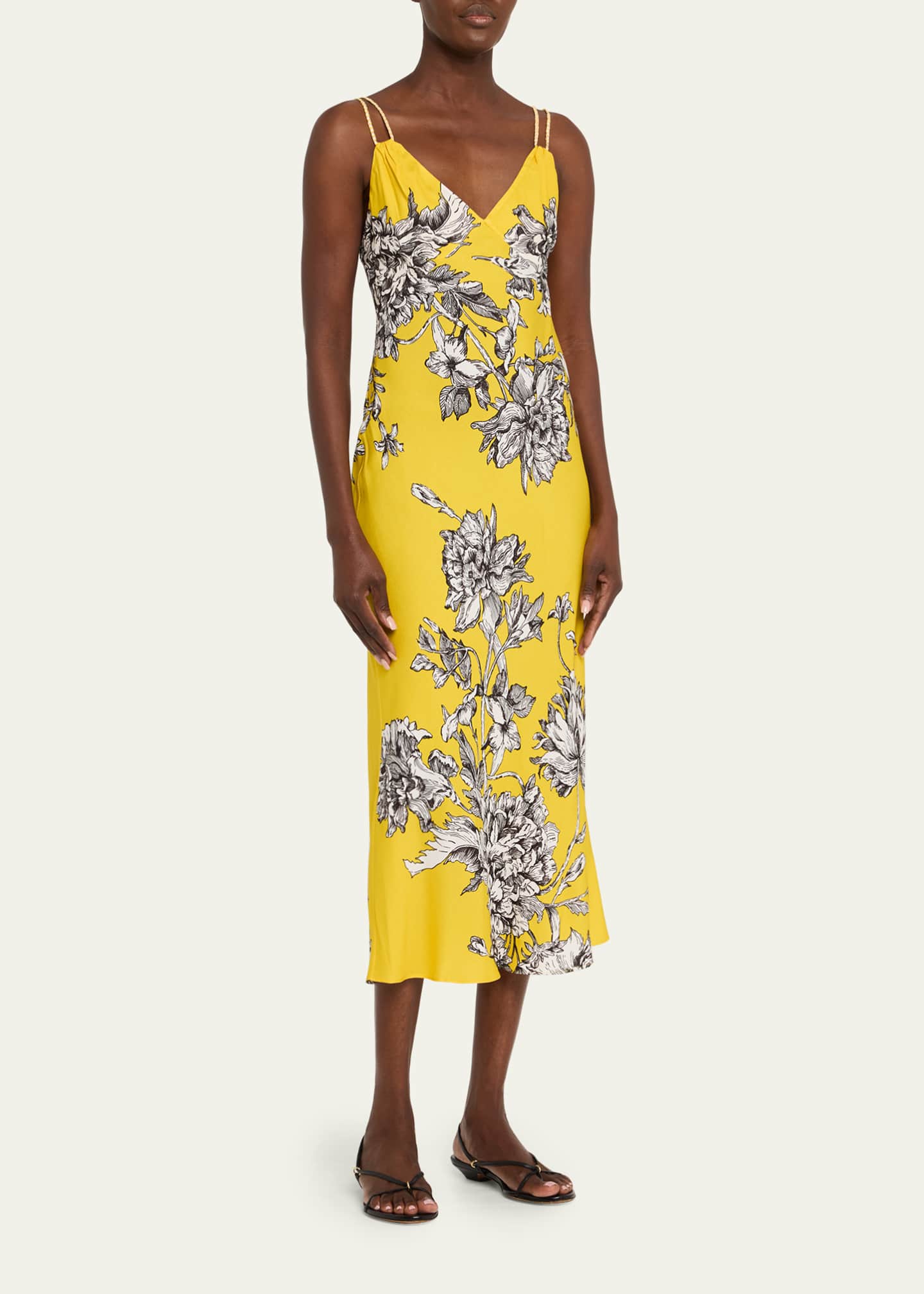 Alice + Olivia Kiro Blooming Wild Golden Hour Midi Slip Dress Image 4 of 5